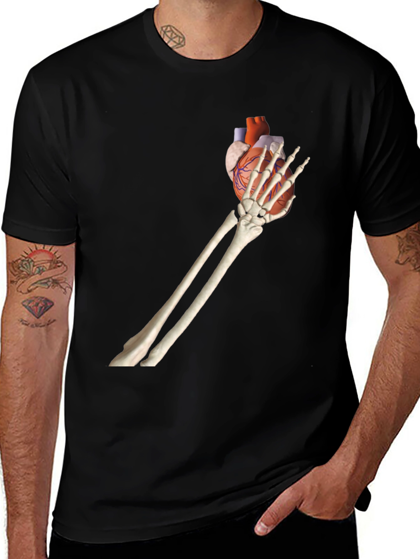 Variant 13 of Skeleton Hand Holding Heart Graphic Tee