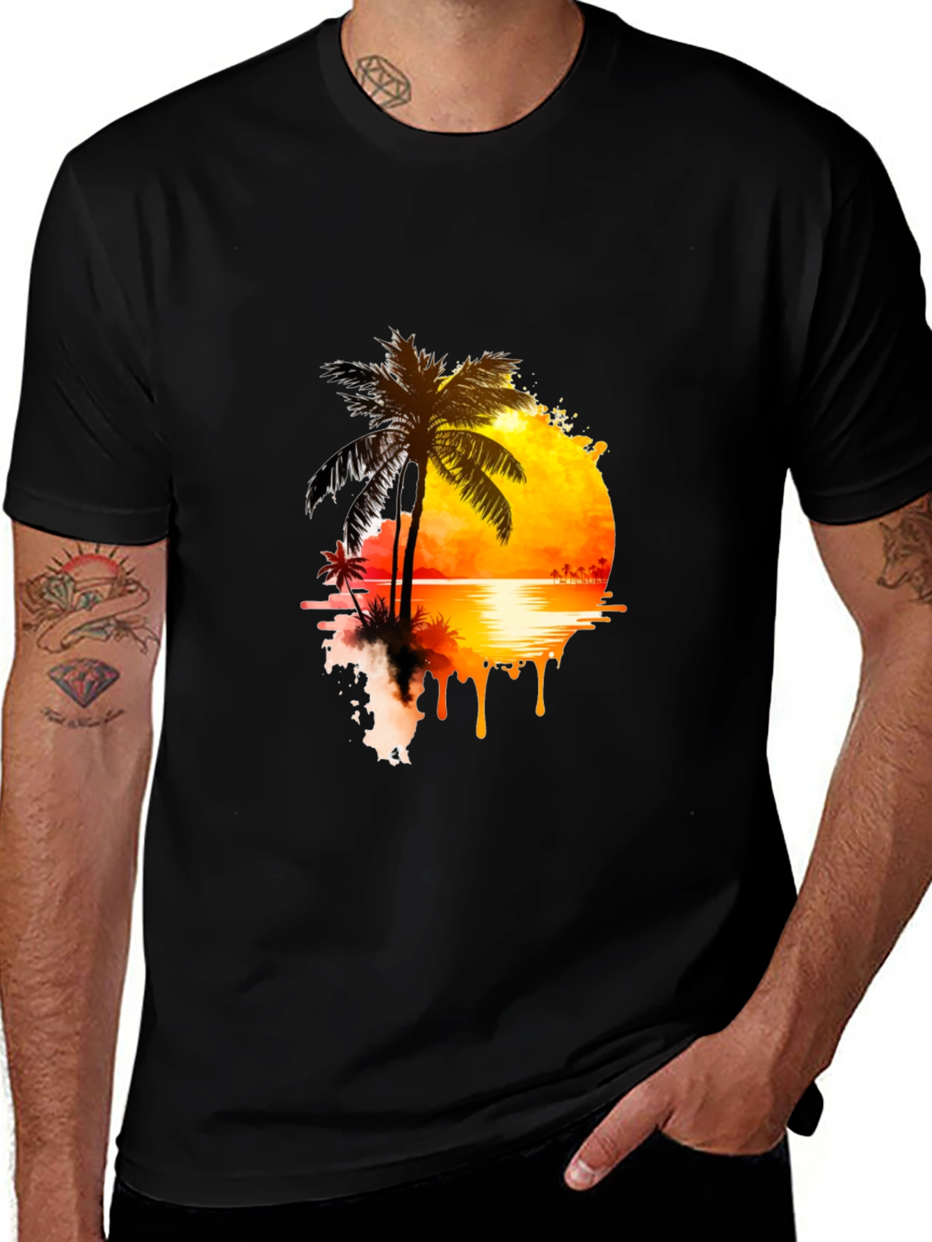 Variant 20 of Sunset Palm Graphic Tee - Relaxed Fit