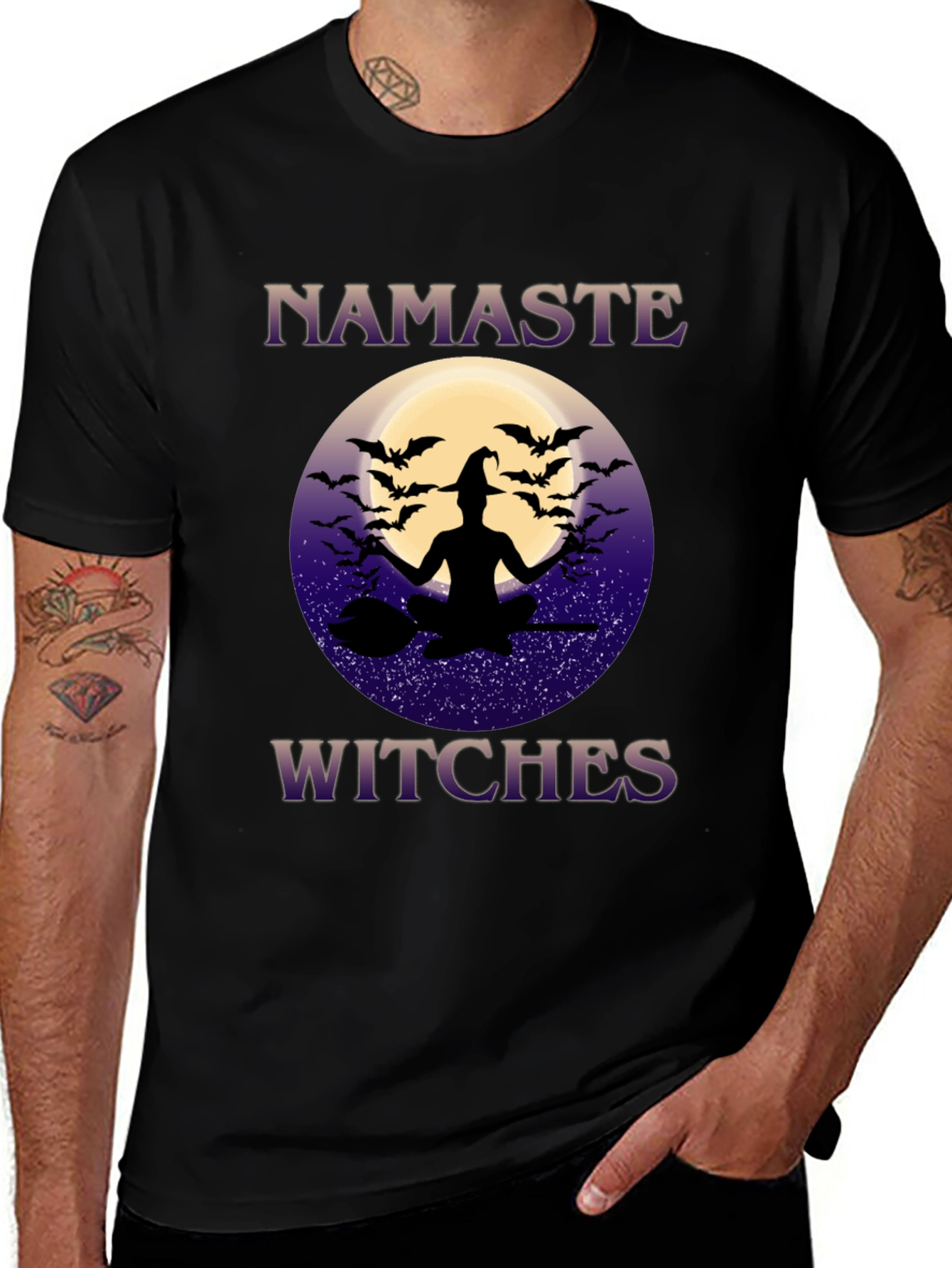 Variant 18 of Namaste Witches T-Shirt - Halloween Yoga Design