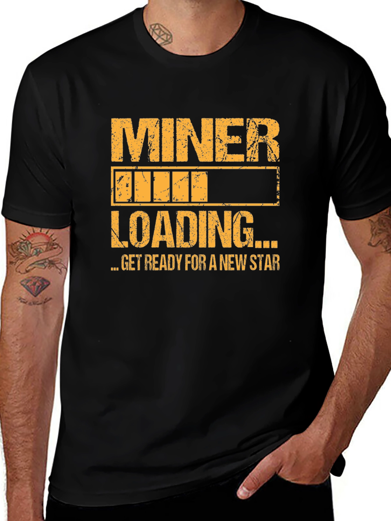 Variant 17 of Miner Loading Black T-Shirt - Get Ready for a New Star!