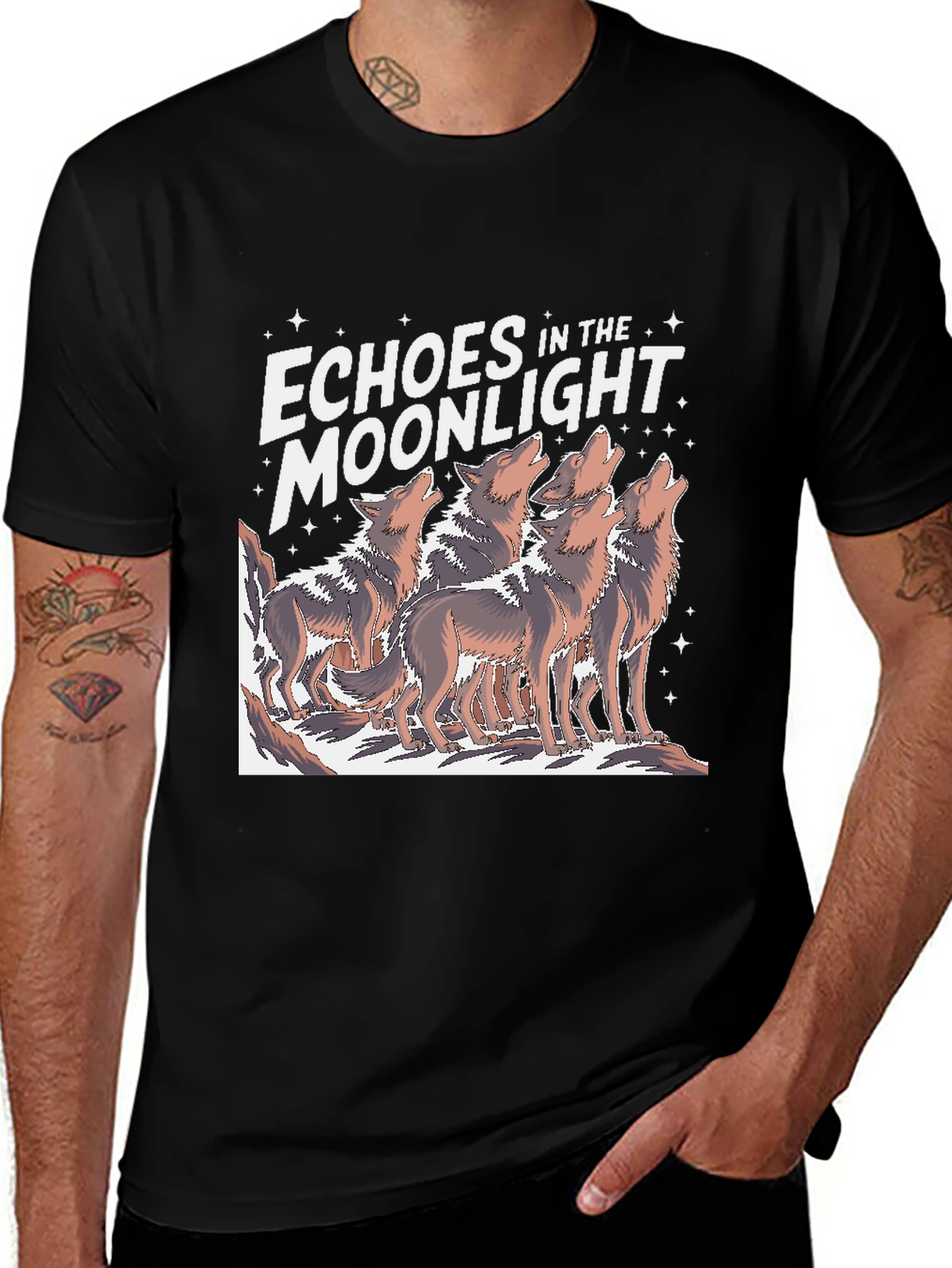 Variant 12 of Echoes in the Moonlight Wolf Pack Graphic Tee