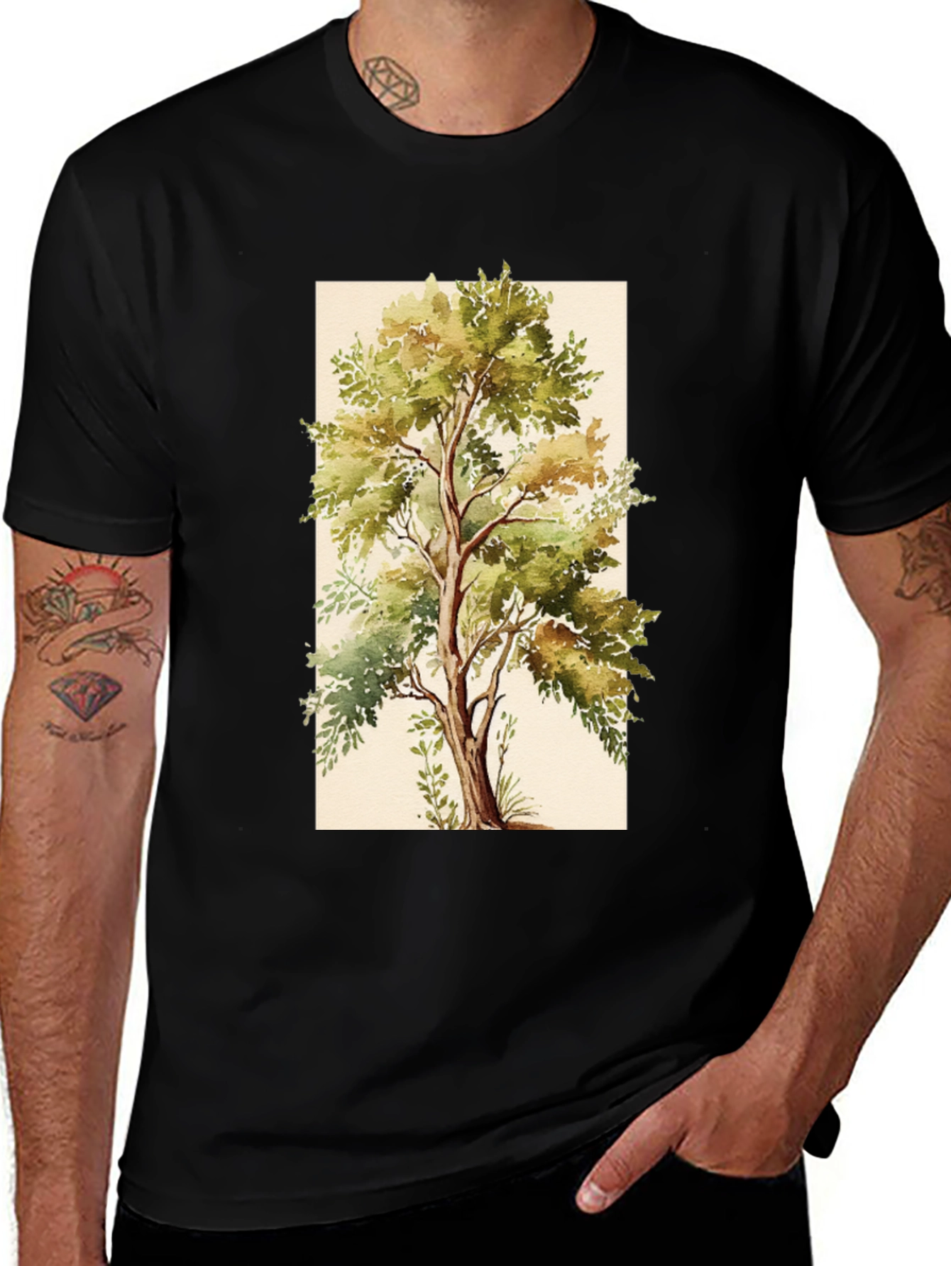 Variant 6 of Nature Inspired Tree Graphic T-Shirt - Casual Wear