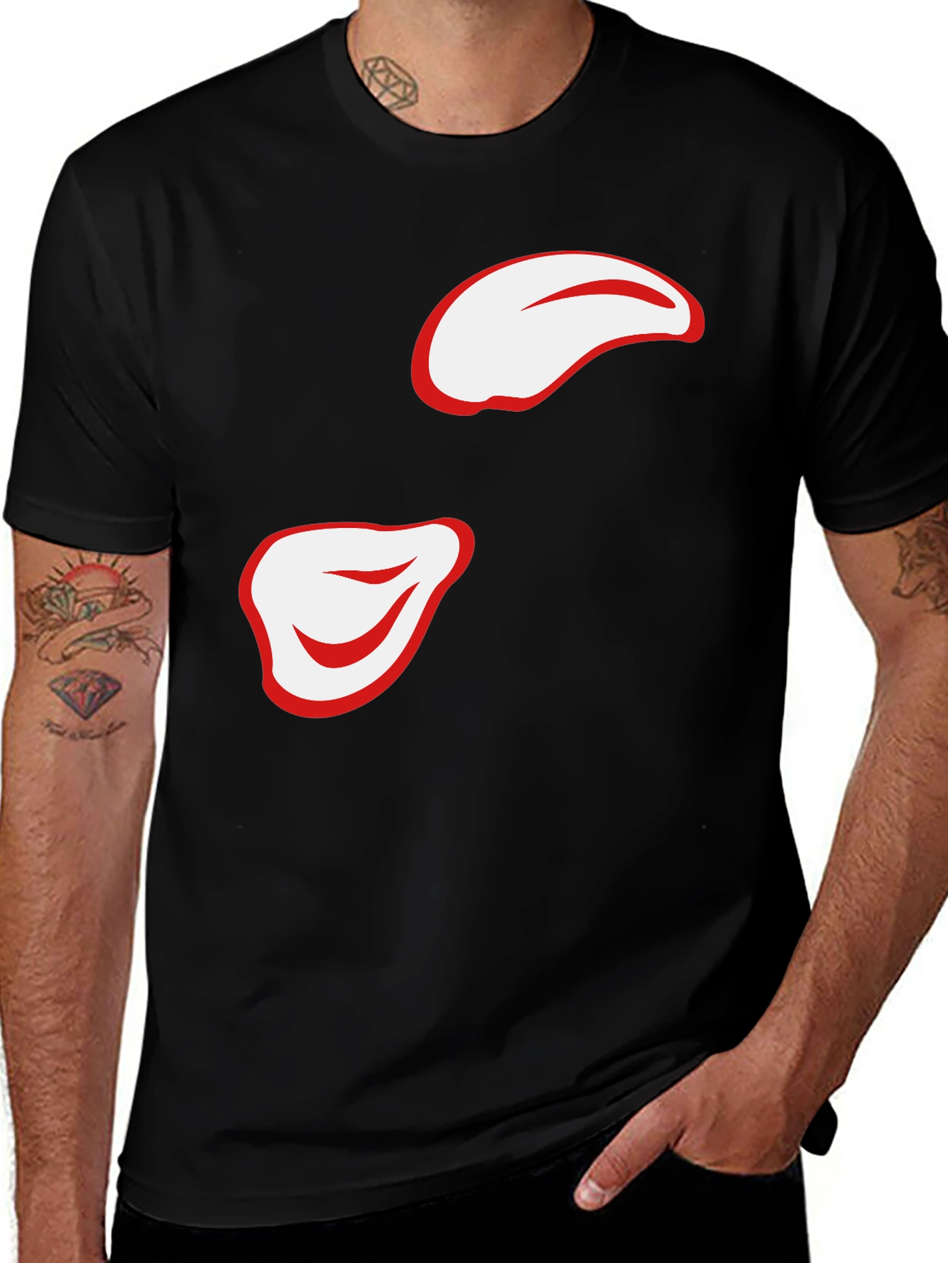 Variant 28 of Funny Face Graphic Tee - Black Cotton Blend Shirt