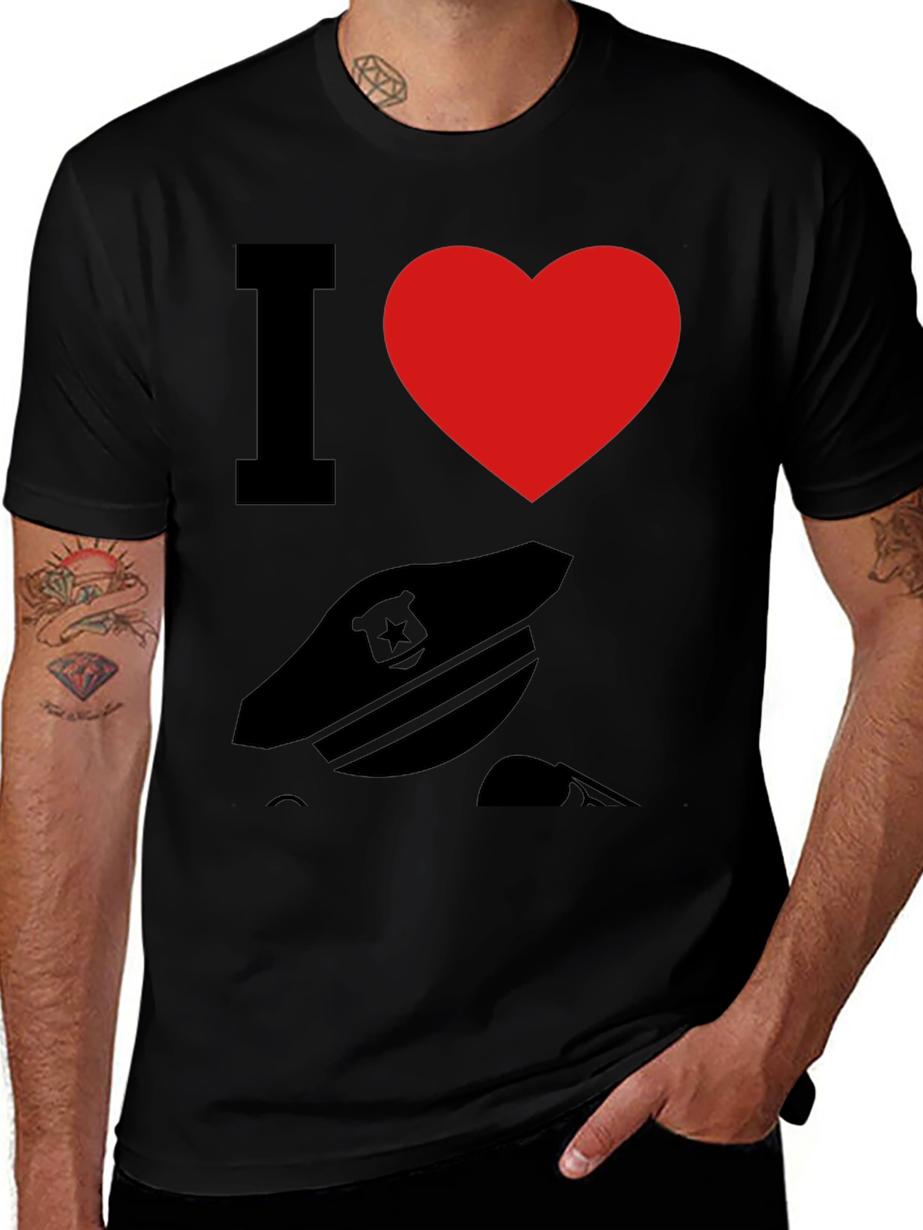 Variant 18 of I Heart Police Black T-Shirt