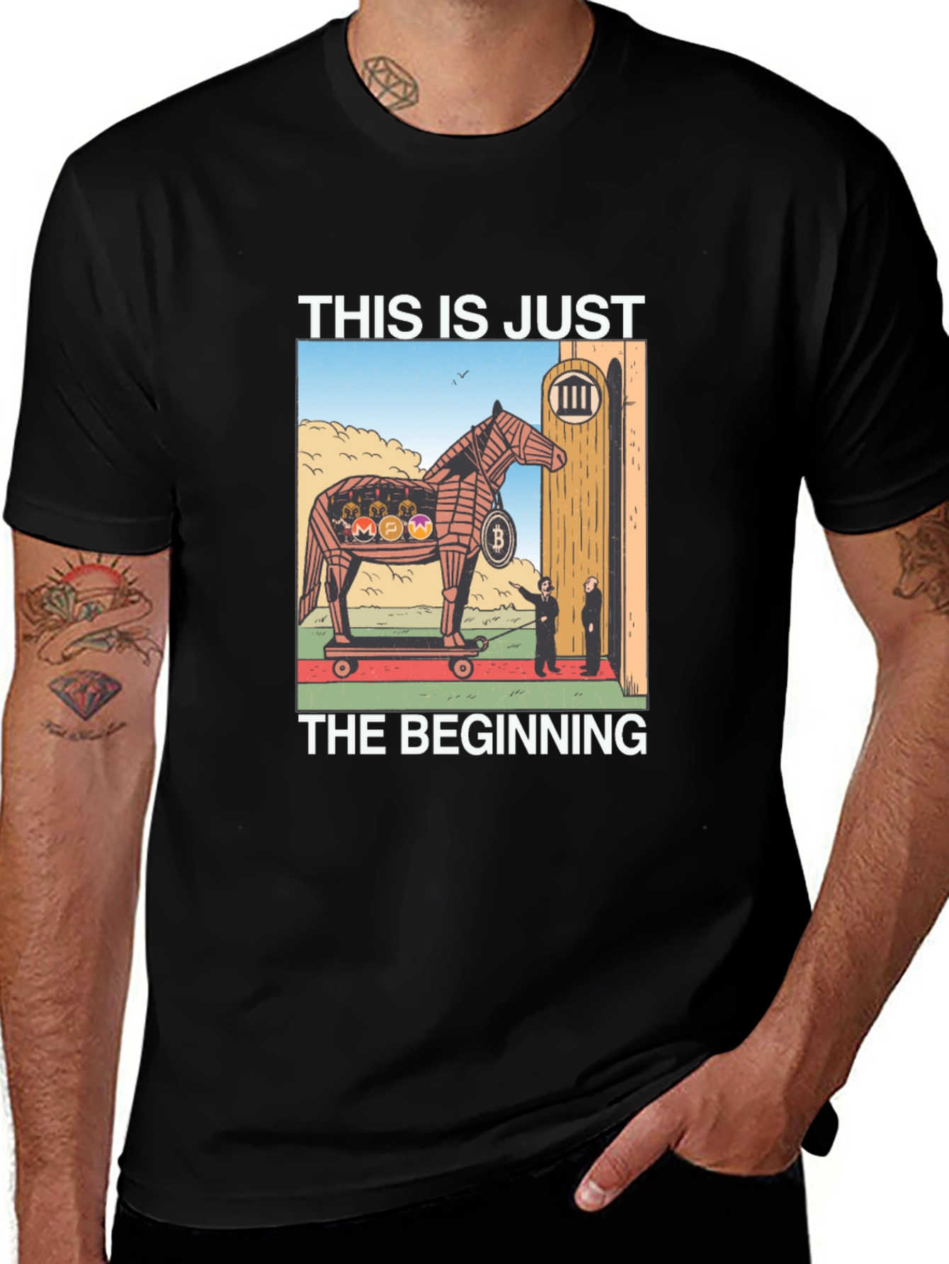Variant 8 of Crypto Trojan Horse Graphic T-Shirt - This is Just the Beginning