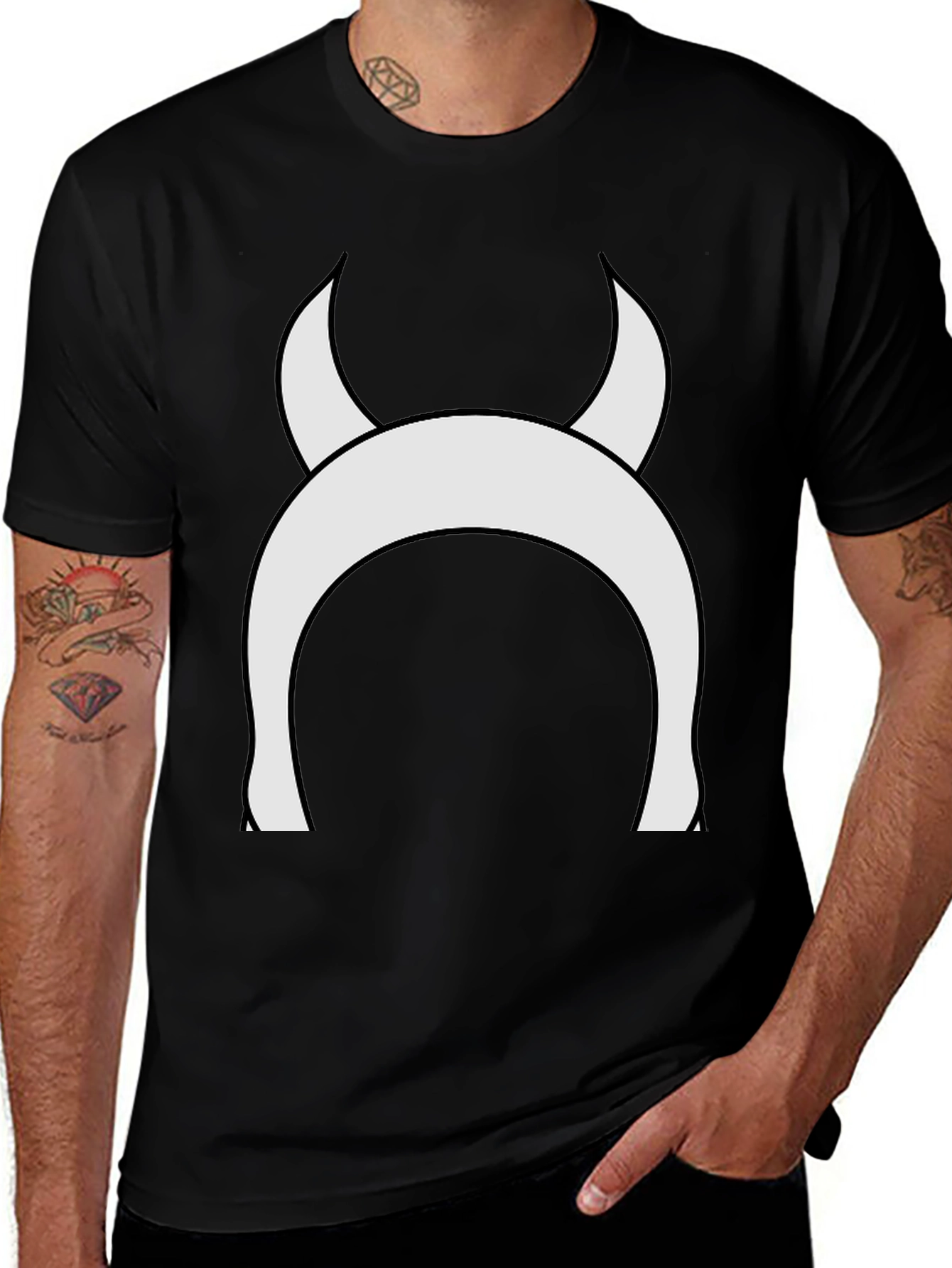 Variant 9 of Devil Horns Graphic Tee - Black Cotton T-Shirt