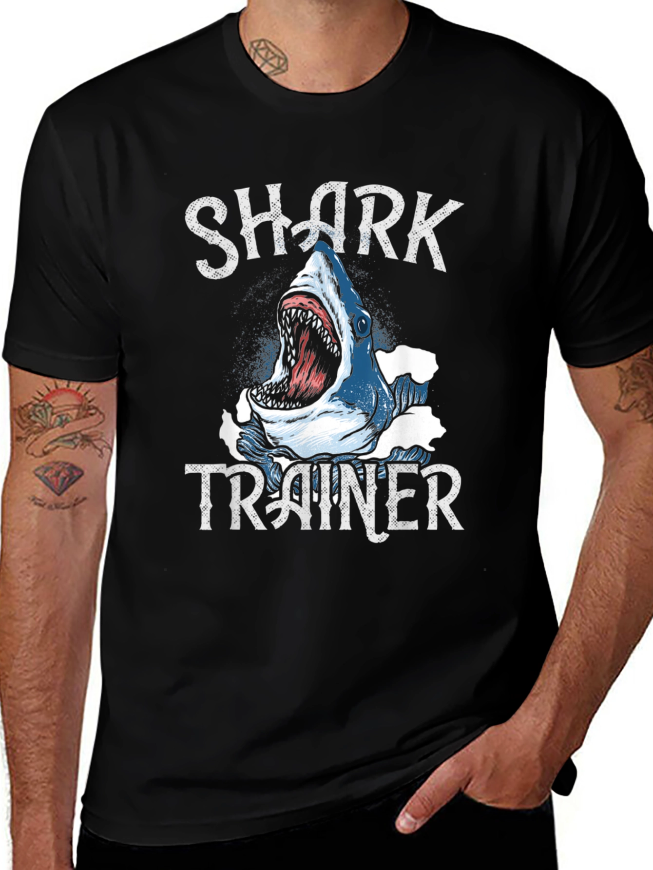 Shark Trainer Graphic T-Shirt - Black Cotton Tee