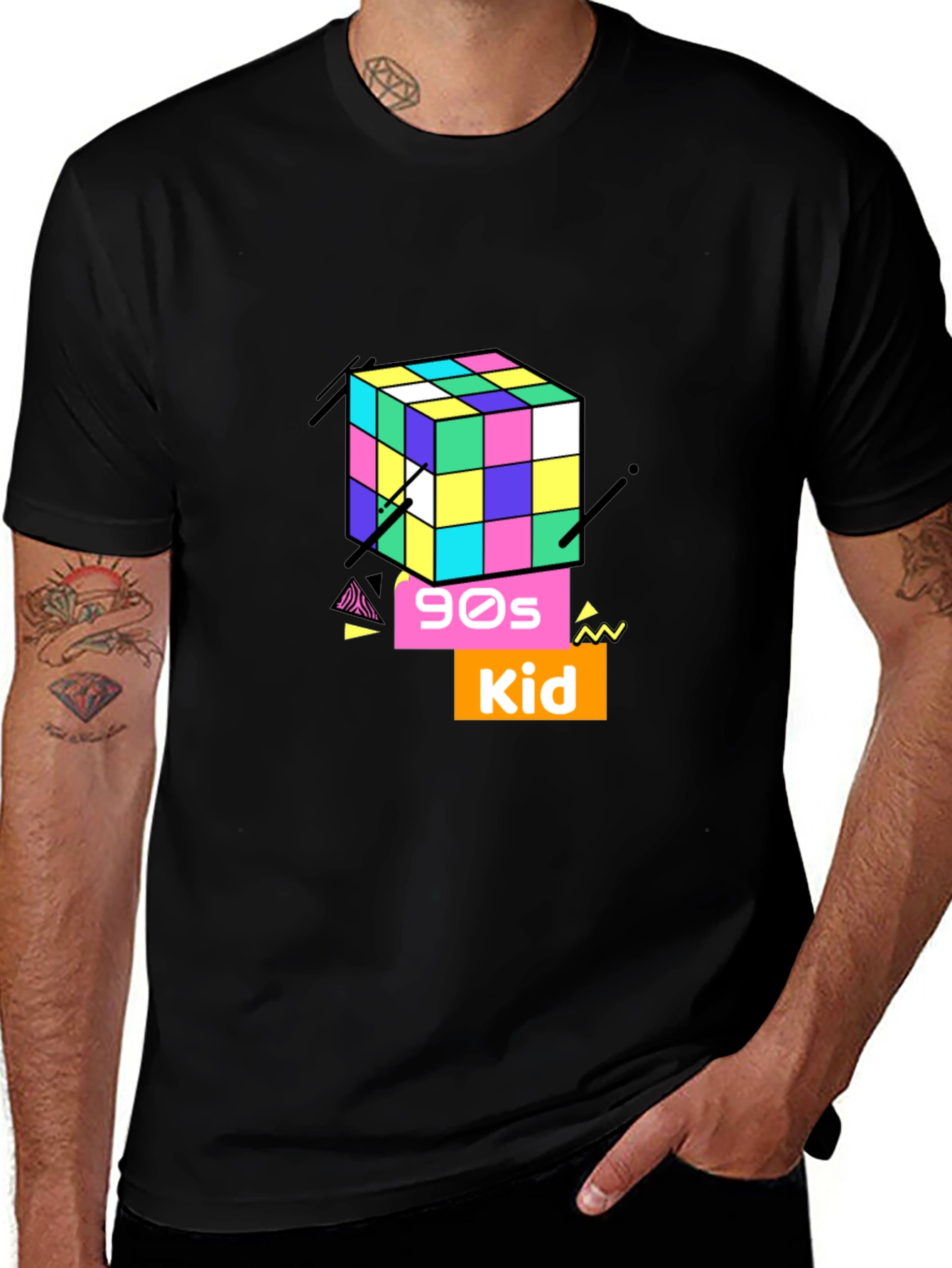 90s Kid Rubik's Cube Graphic Tee - Retro Style