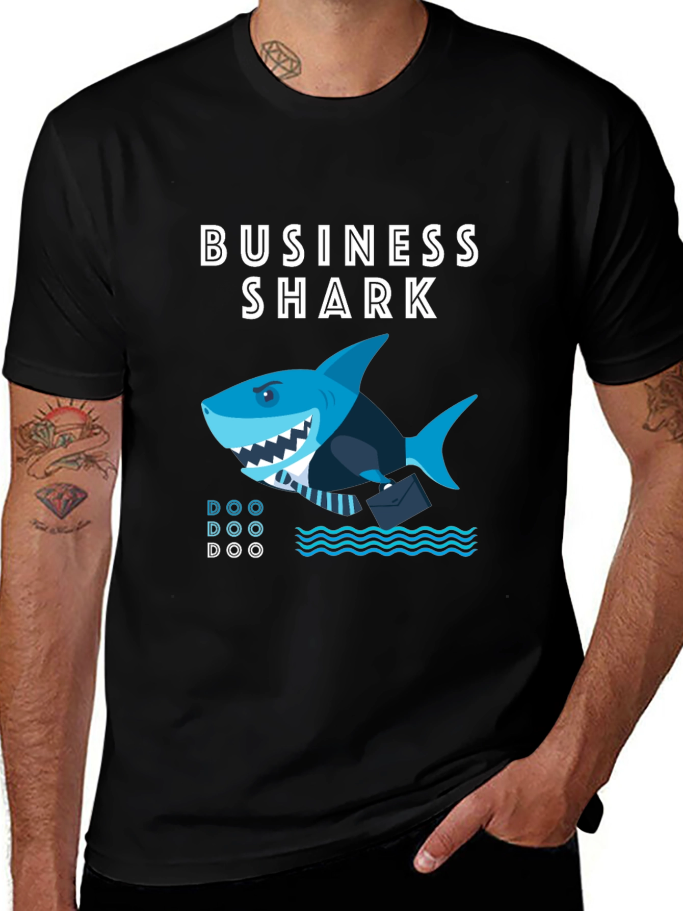 Variant 10 of Business Shark Graphic Tee - Black