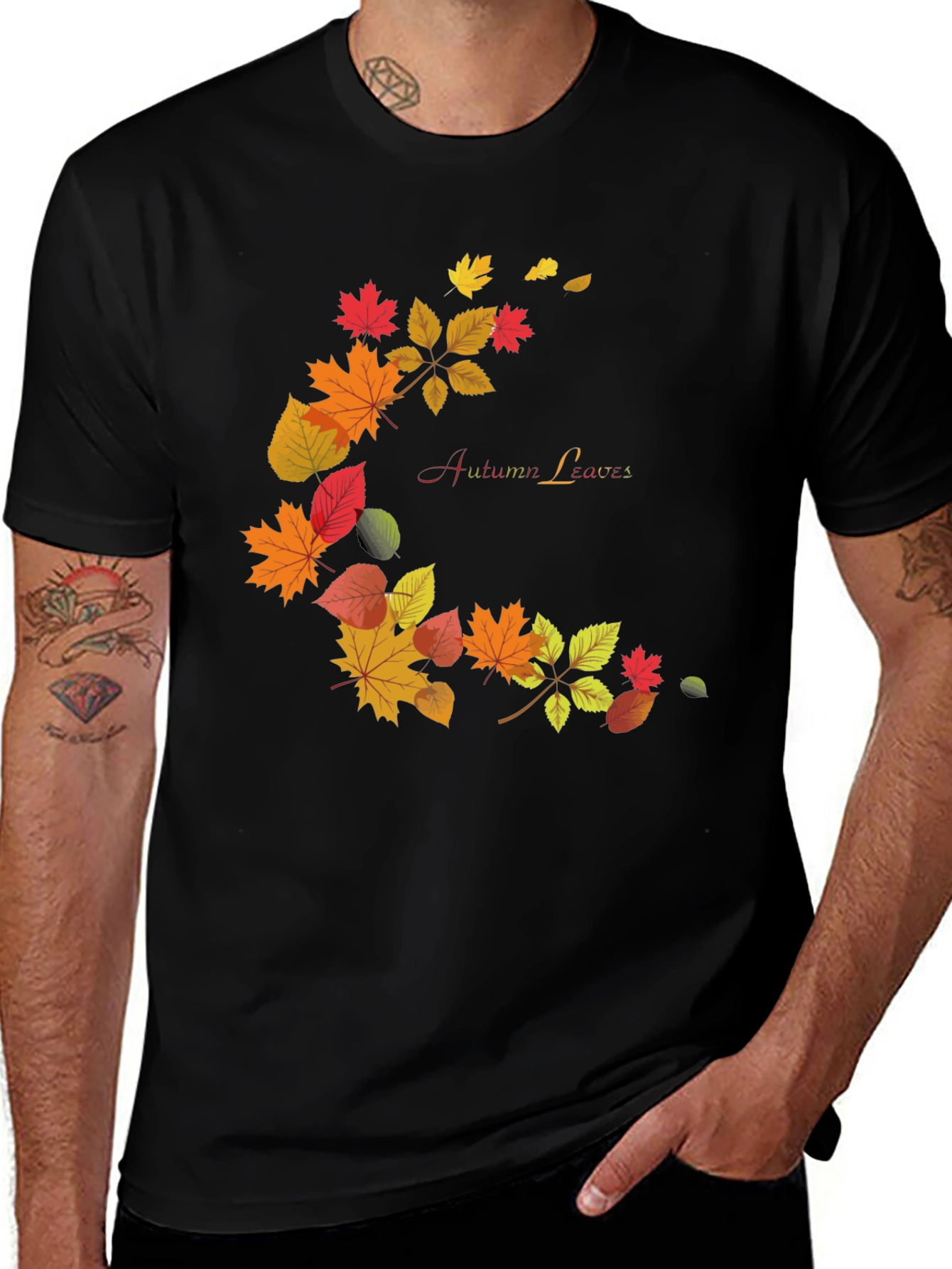 Variant 30 of Autumn Leaves Graphic Black T-Shirt