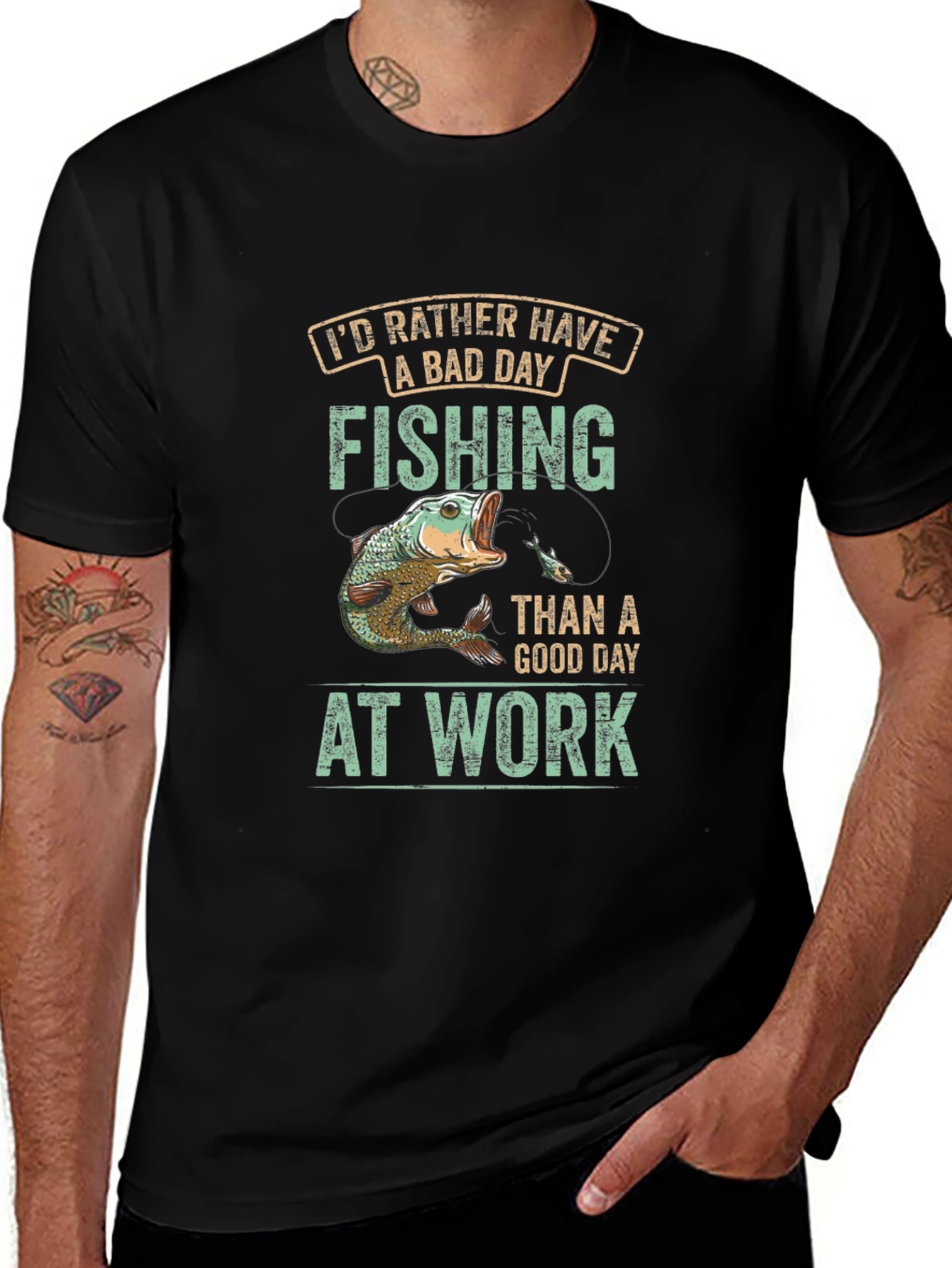 Fishing T-Shirt: Bad Day Fishing Beats Good Day Work