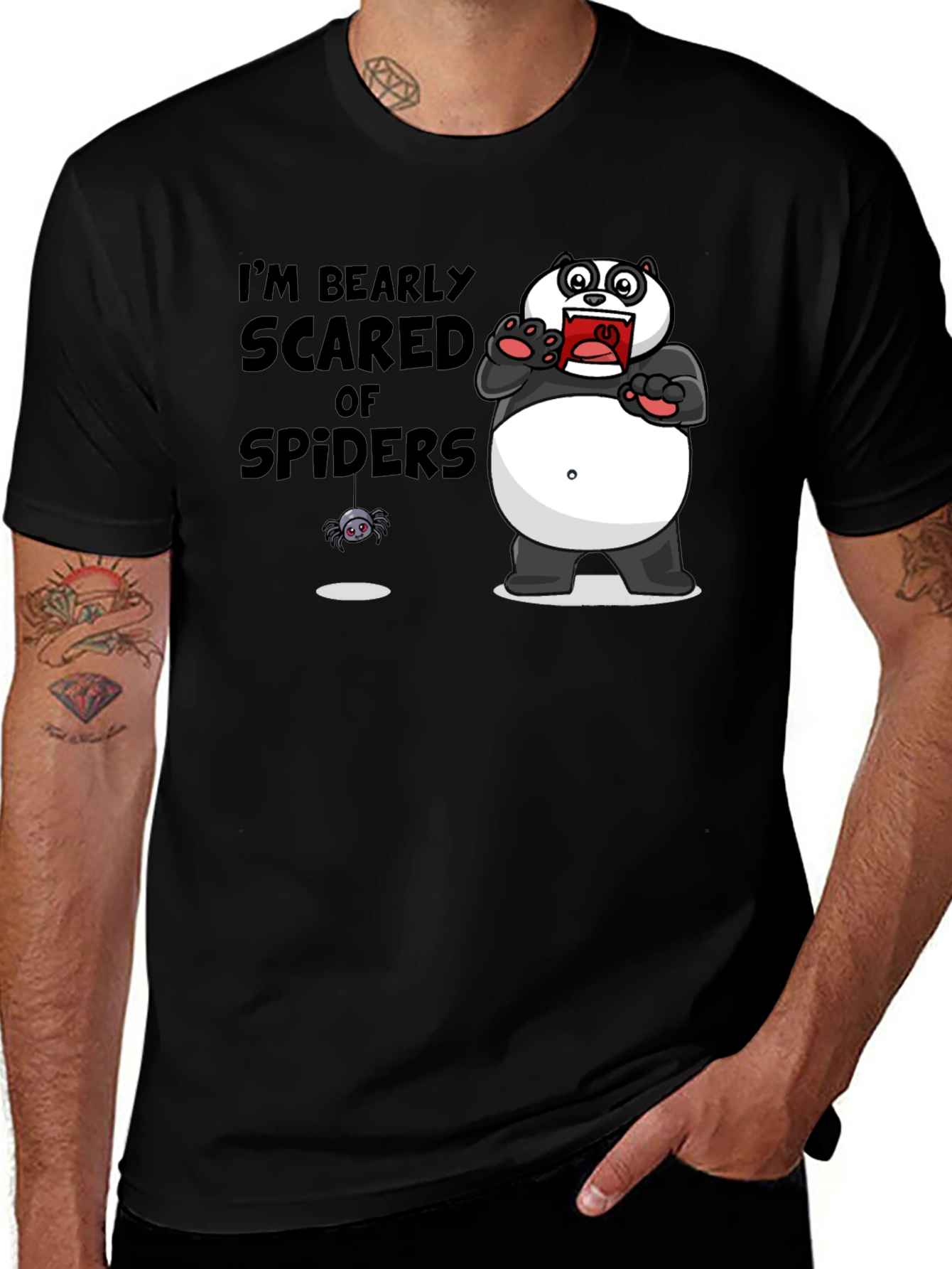 Variant 5 of Bearly Scared of Spiders T-Shirt Funny Graphic Tee