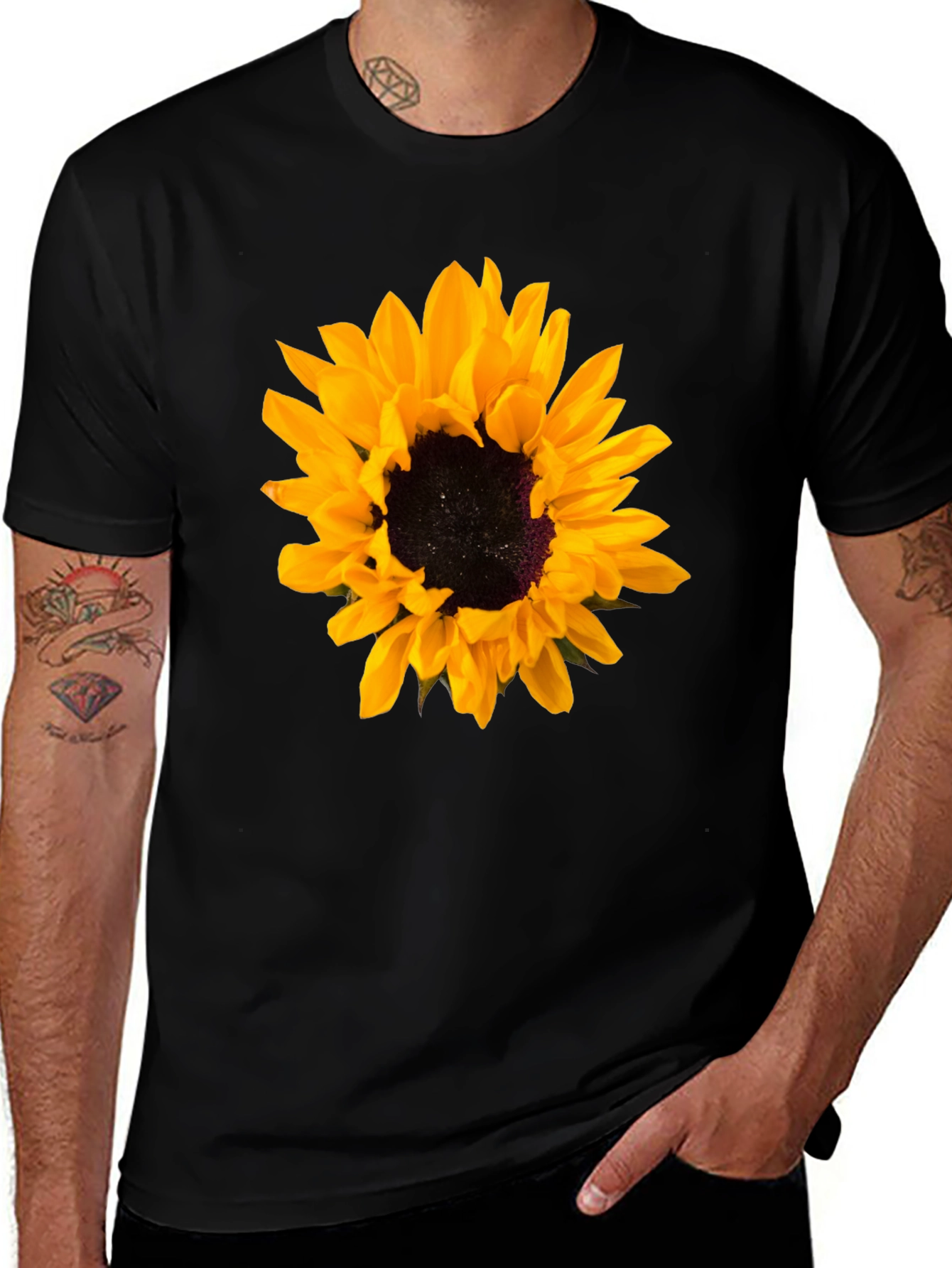 Variant 25 of Sunflower Graphic Black T-Shirt