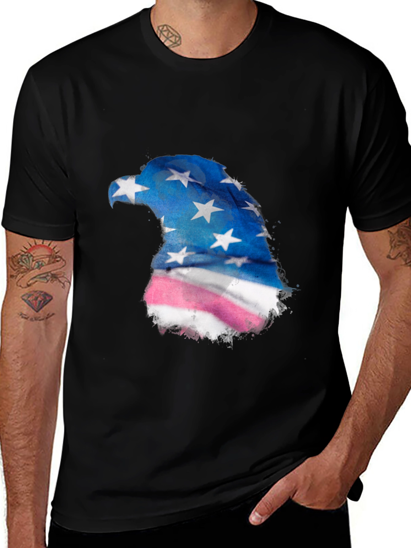 Variant 8 of Patriotic Eagle Graphic Tee - USA Flag Design