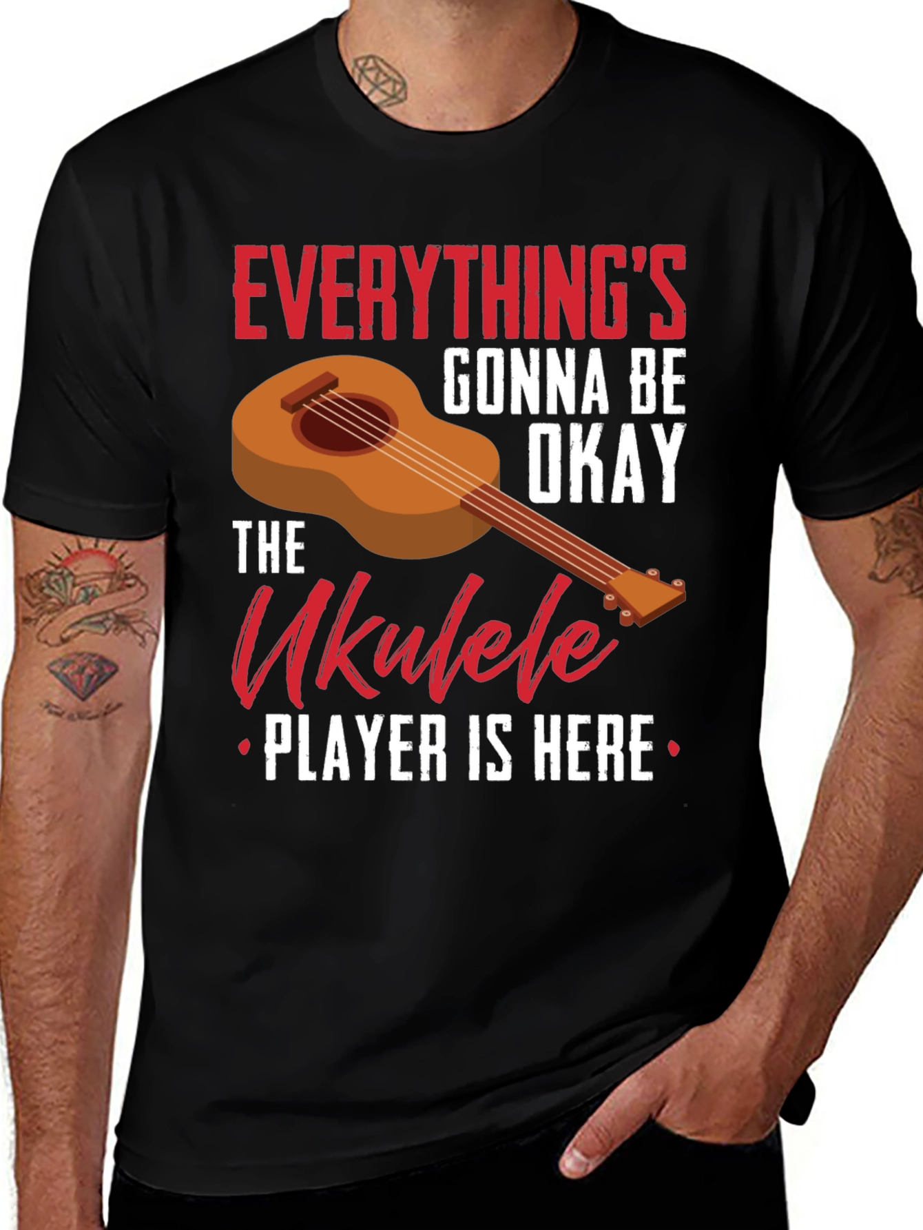 Variant 23 of Everything's Gonna Be Okay Ukulele Player T-Shirt