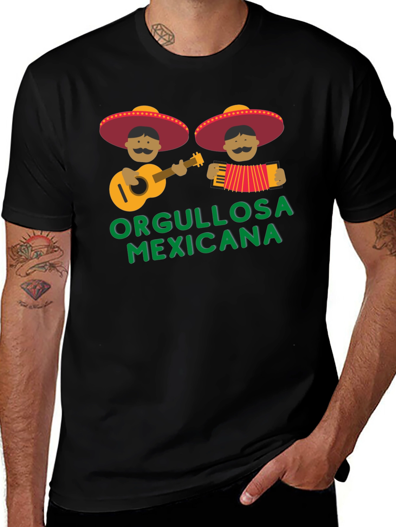 Variant 6 of Orgullosa Mexicana Black T-Shirt Mariachi Design