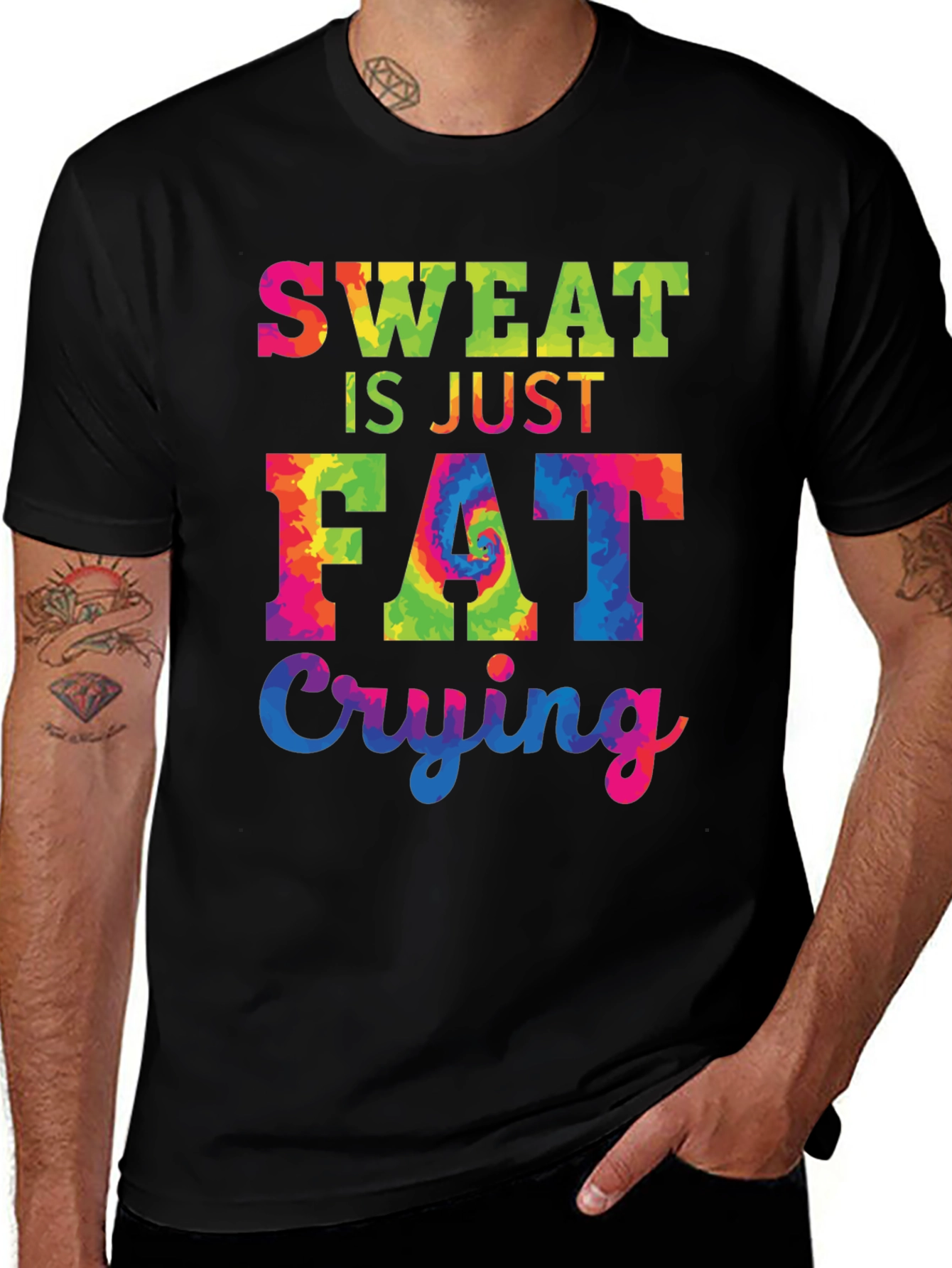 Sweat is Just Fat Crying Black T-Shirt