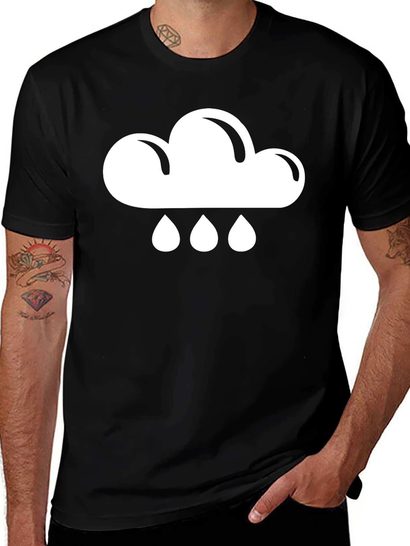 Rain Cloud Graphic T-Shirt - Stylish Black Tee
