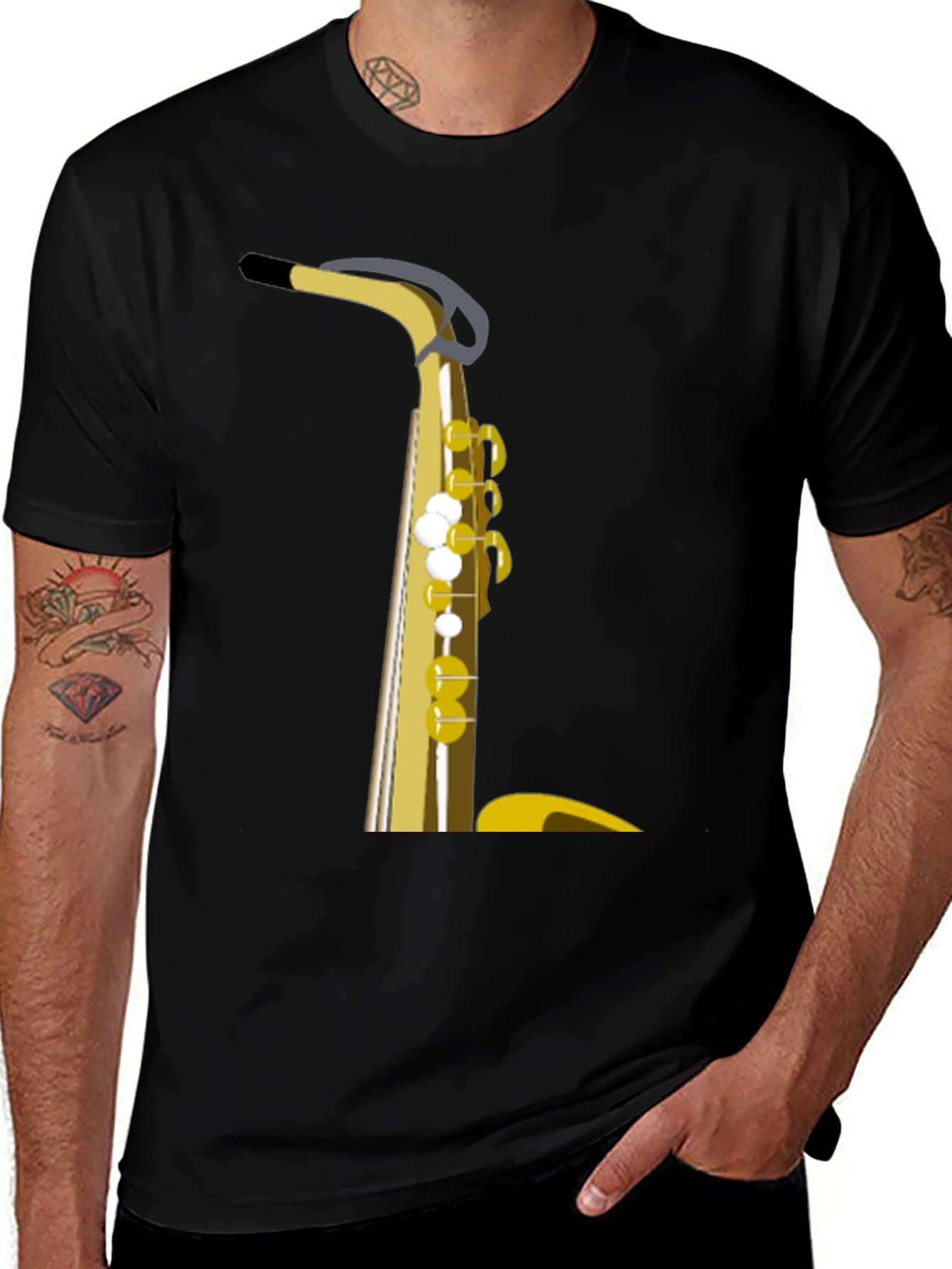 Variant 11 of Saxophone Graphic Tee - Musician's Black T-Shirt