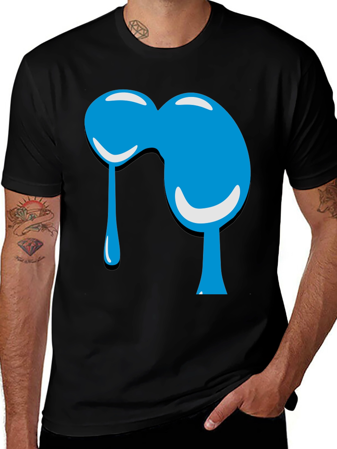 Variant 3 of Blue Blob Graphic Black T-Shirt
