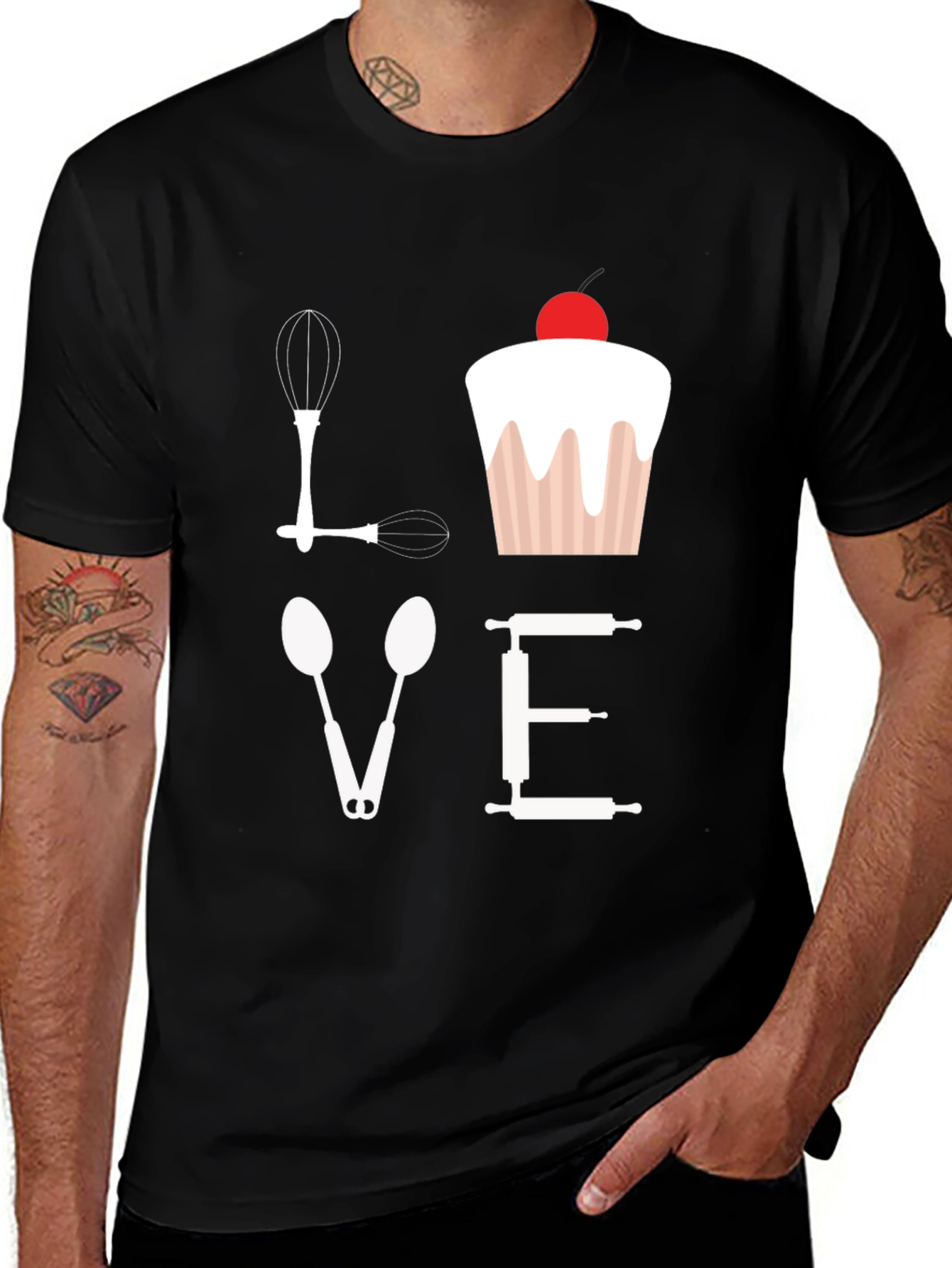 Baking Lover's T-Shirt - Kitchen Whisk & Cupcake Tee