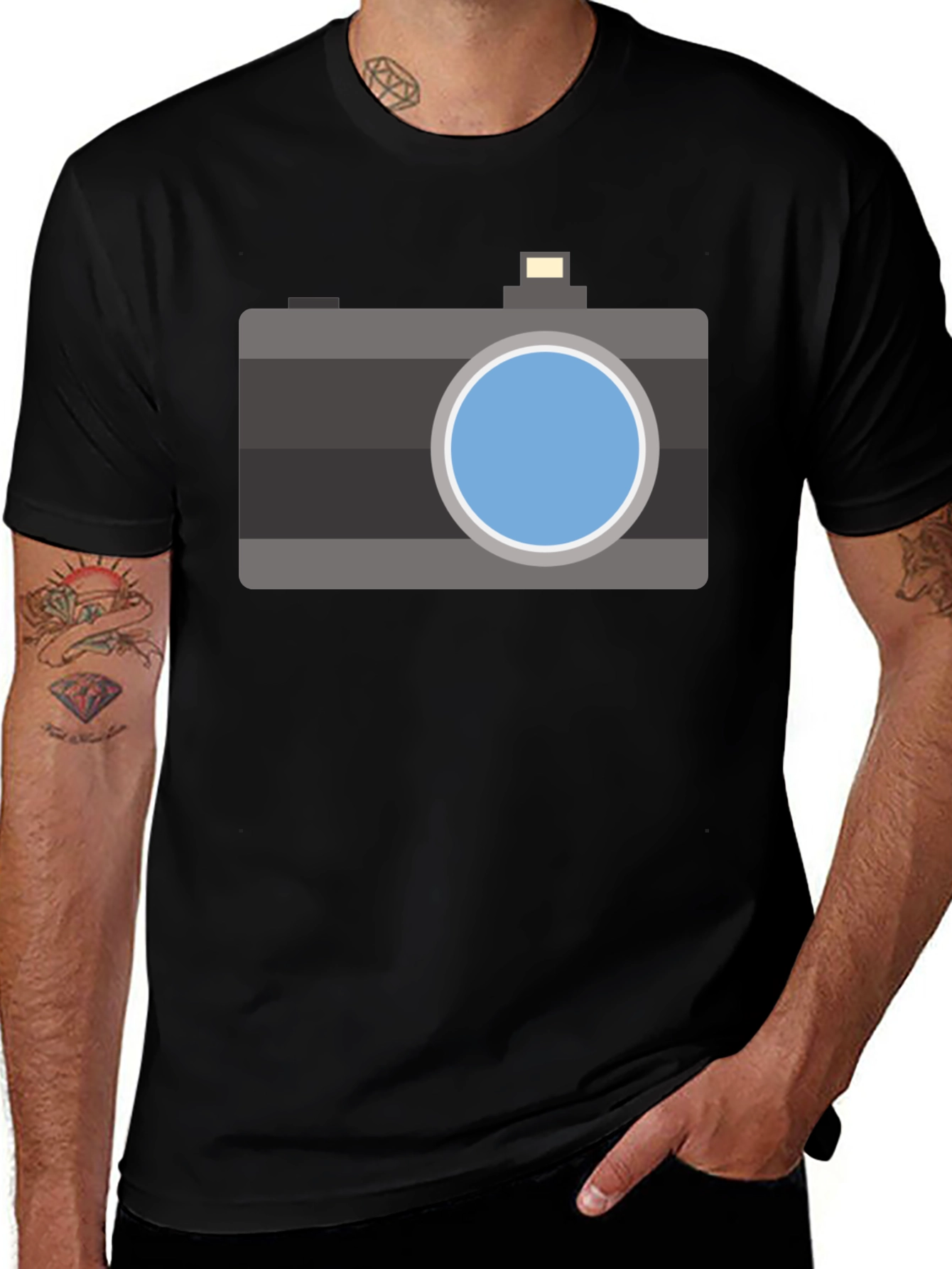 Retro Camera Graphic T-Shirt - Black