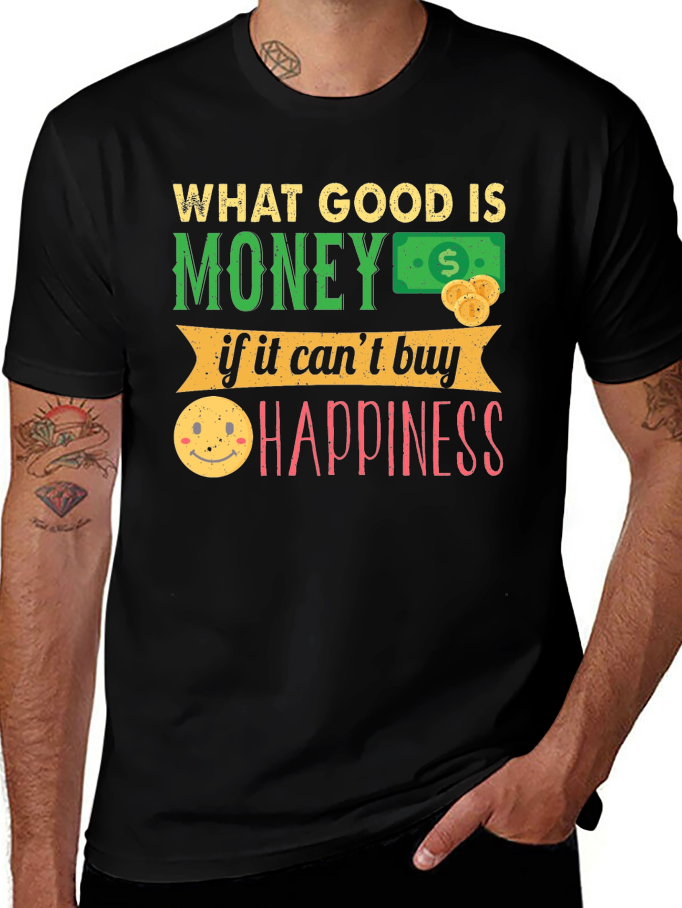 Variant 12 of Money Can't Buy Happiness Graphic T-Shirt