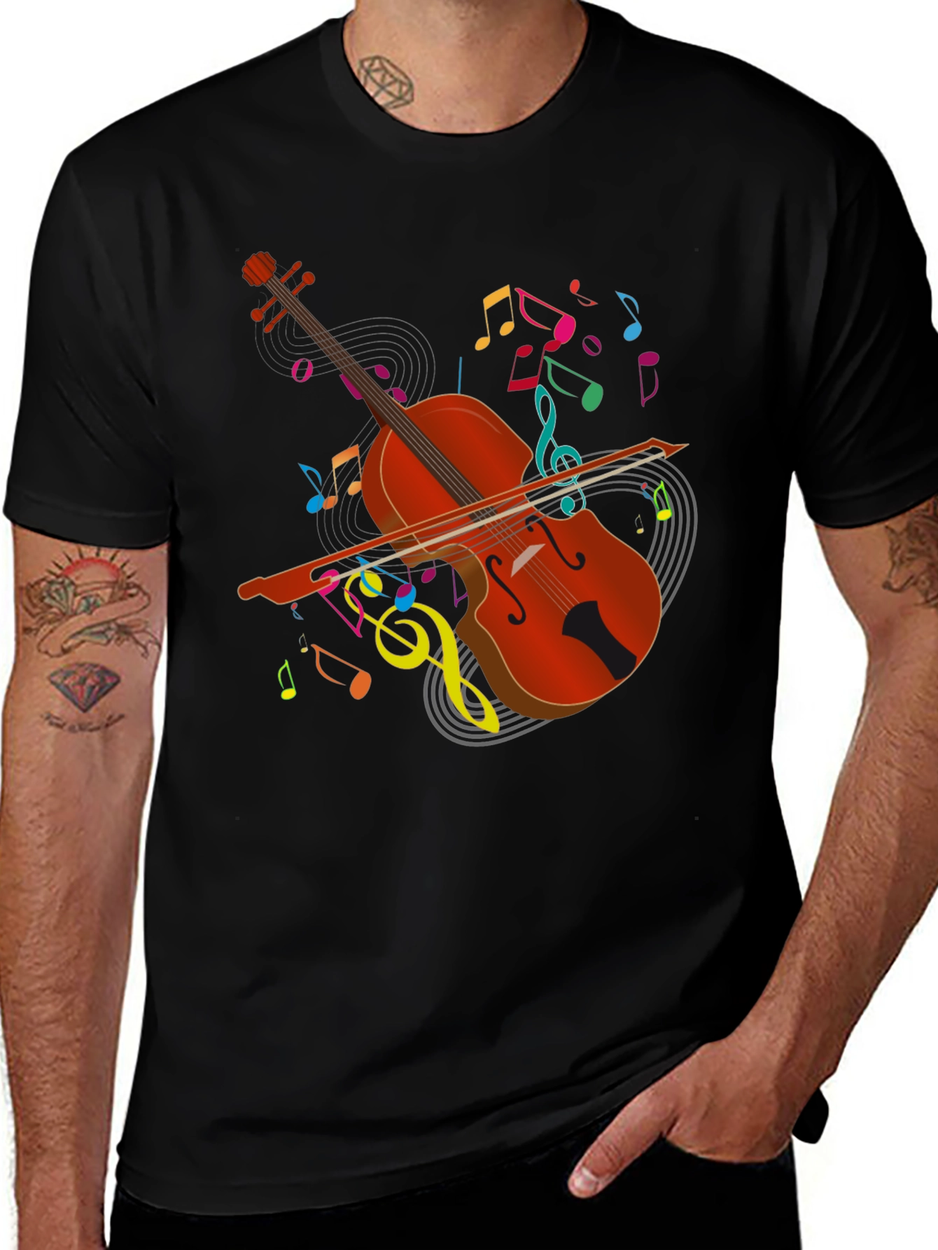 Variant 28 of Musical Cello Graphic Tee - Black