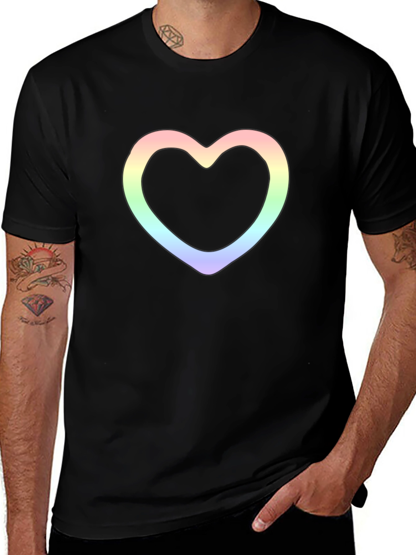 Variant 30 of Heart Outline Graphic Tee - Stylish Black T-Shirt