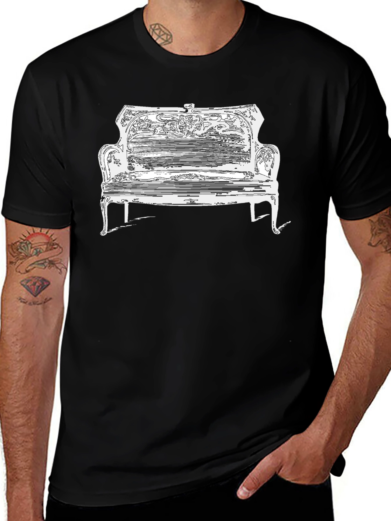 Variant 29 of Vintage Piano Sketch Graphic T-Shirt