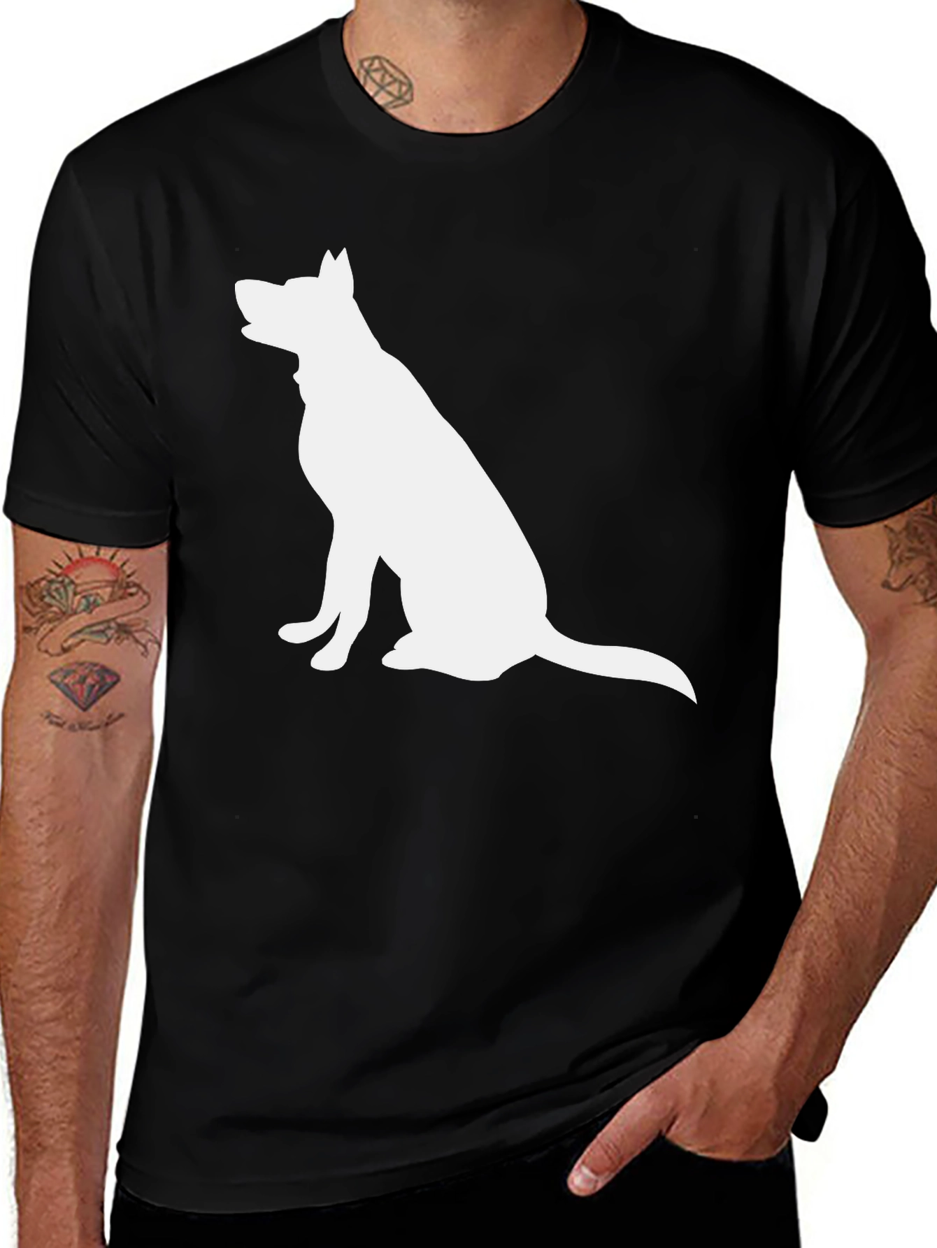 Variant 10 of Dog Silhouette Graphic Tee - Black