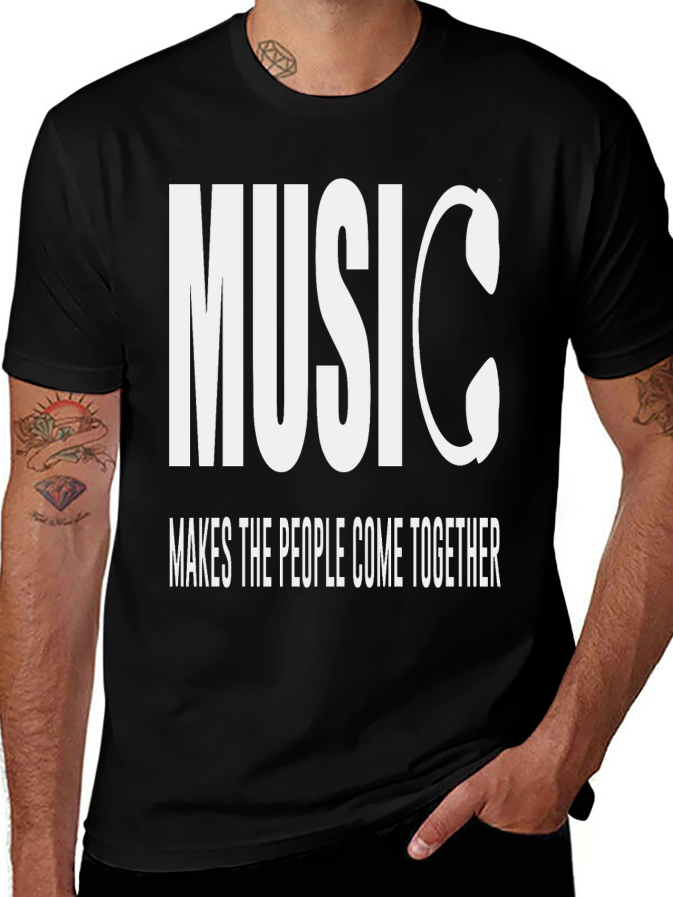 Variant 9 of Music Unites Graphic Tee - Black Cotton T-Shirt