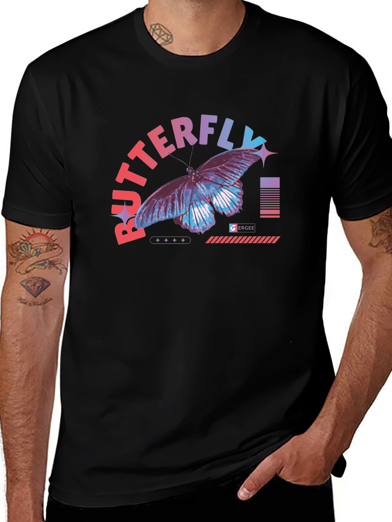 Variant 11 of Butterfly Graphic Print Black T-Shirt