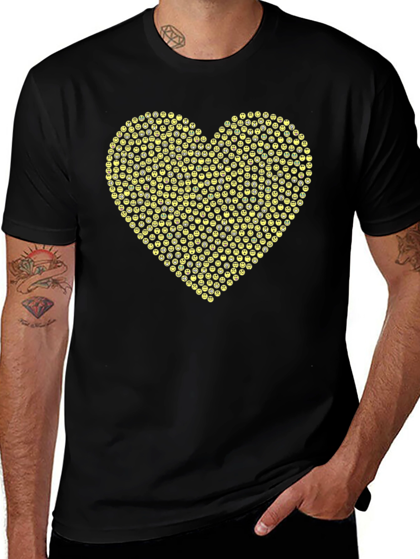 Variant 12 of Emoji Heart Graphic Black Tee