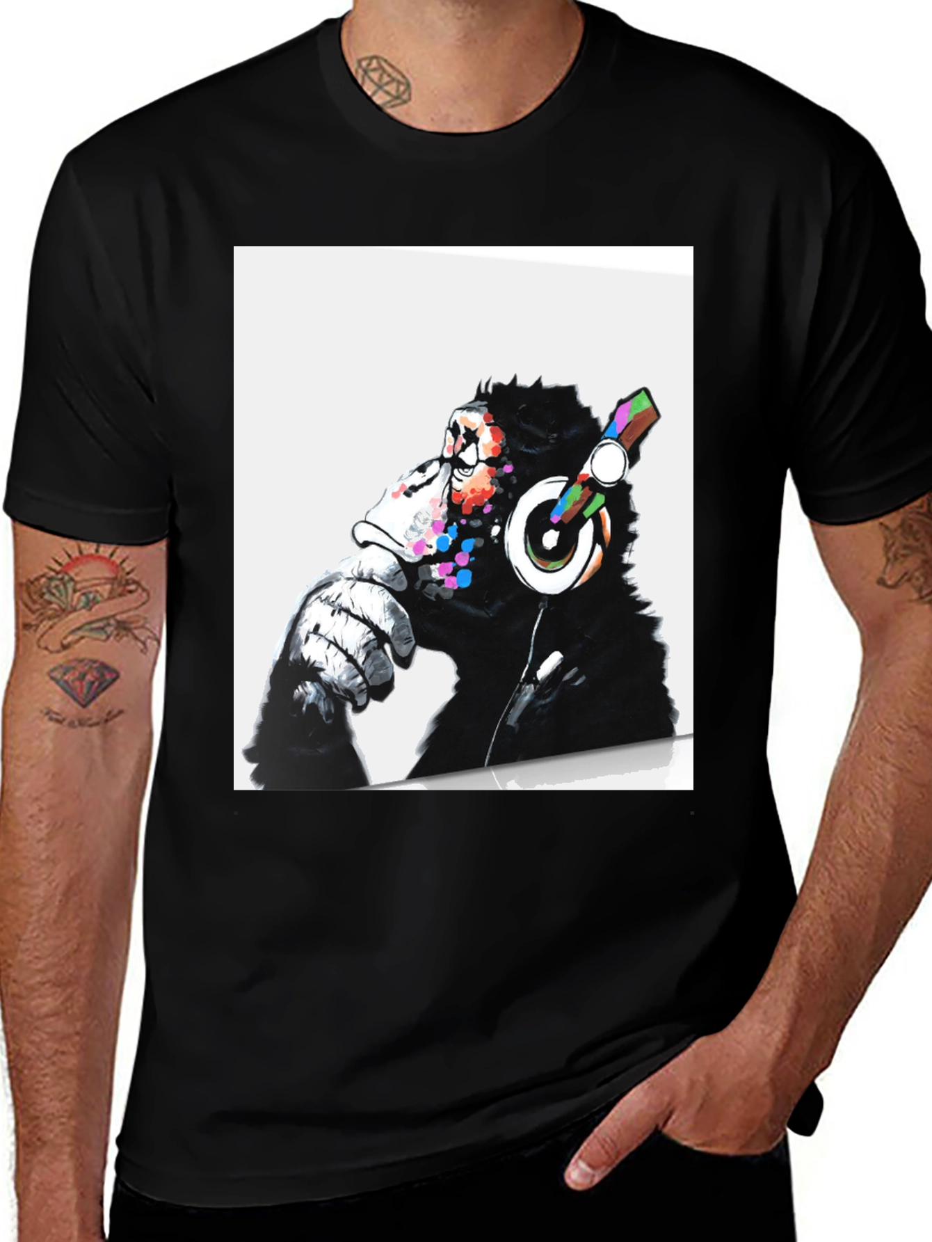 Variant 6 of Cool Ape DJ Graphic Tee - Black Cotton T-Shirt