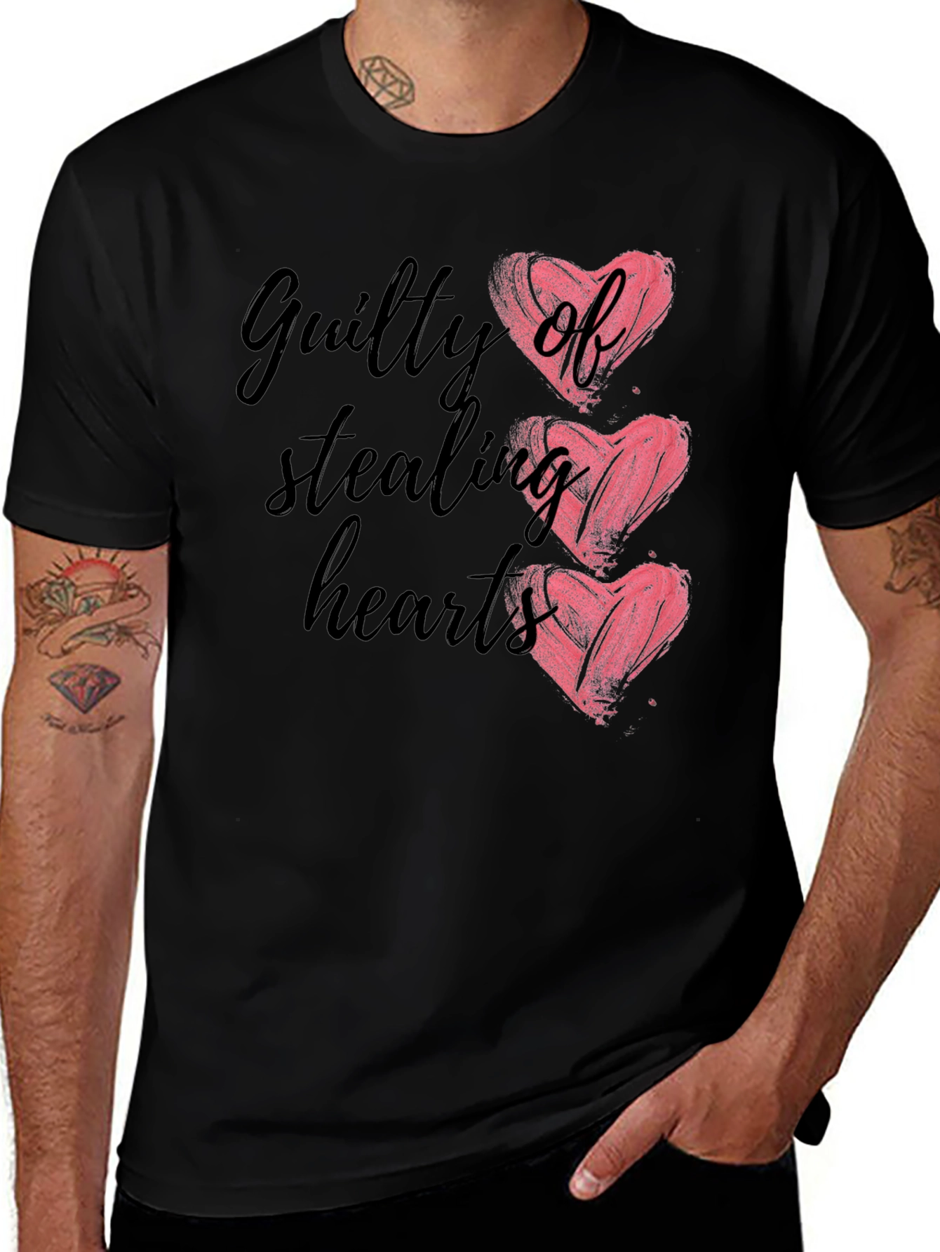 Variant 24 of Guilty of Stealing Hearts Graphic Tee - Men's Black T-Shirt