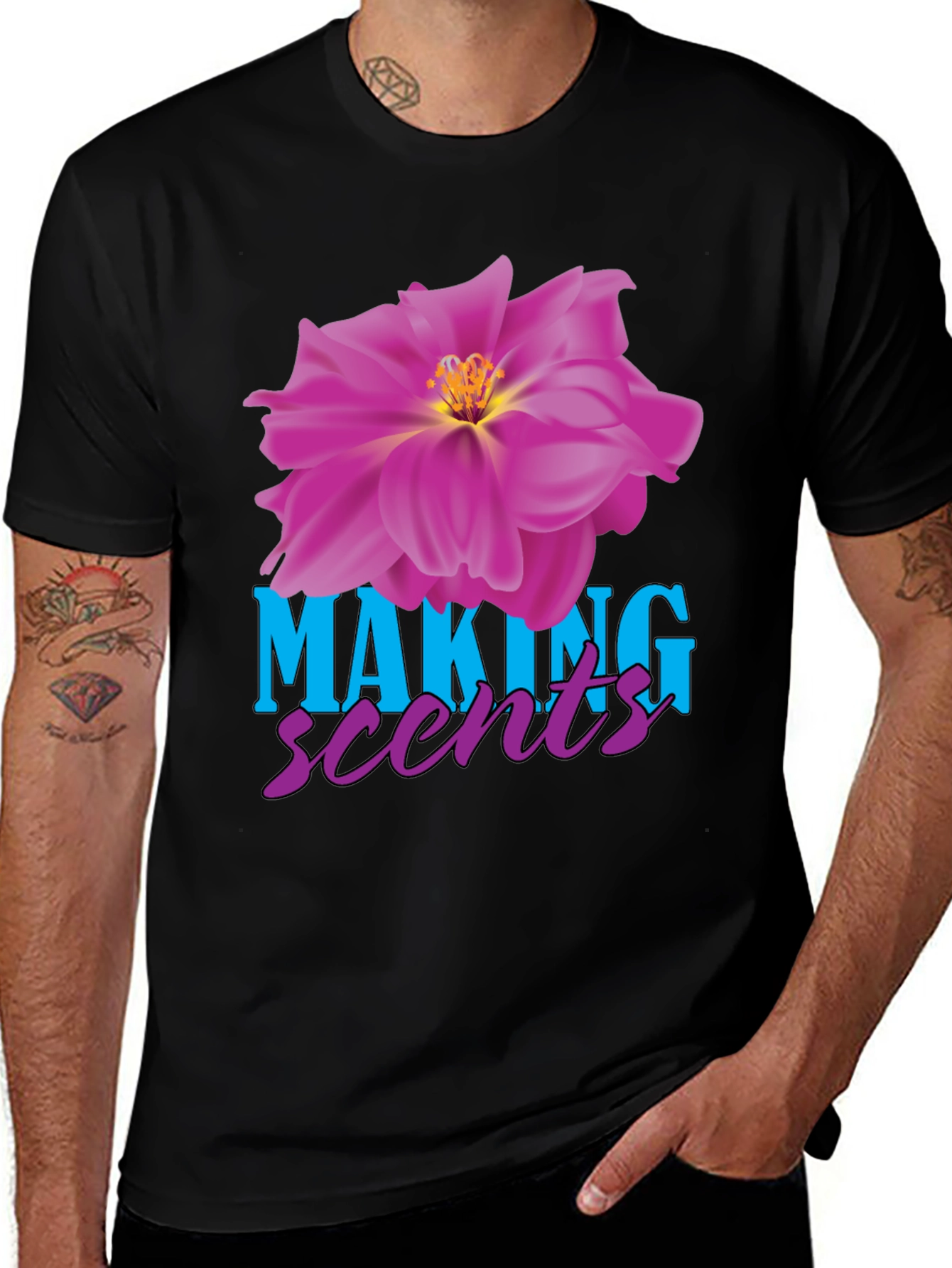 Variant 3 of Making Scents Flower Graphic Black T-Shirt