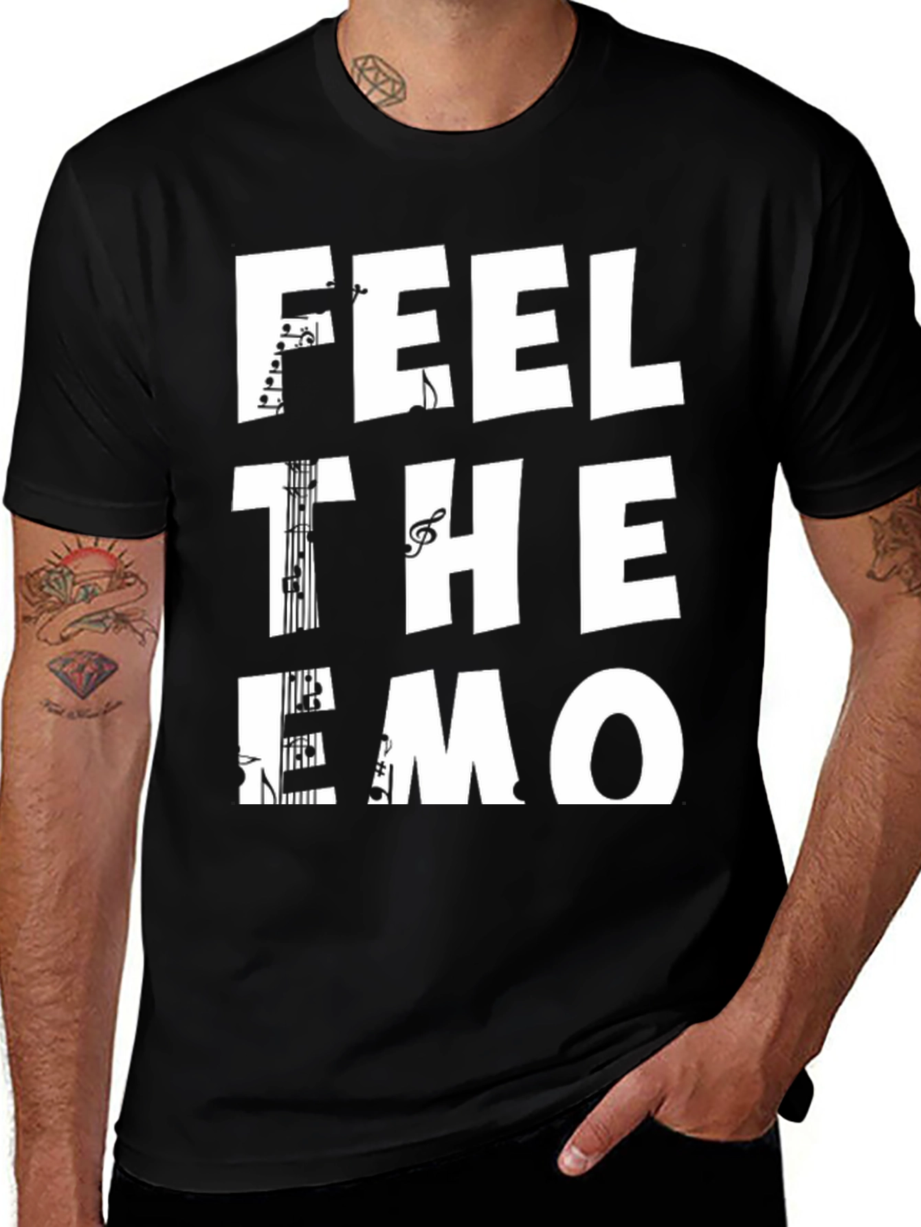 Variant 11 of Feel the Emo Music T-Shirt - Black Graphic Tee