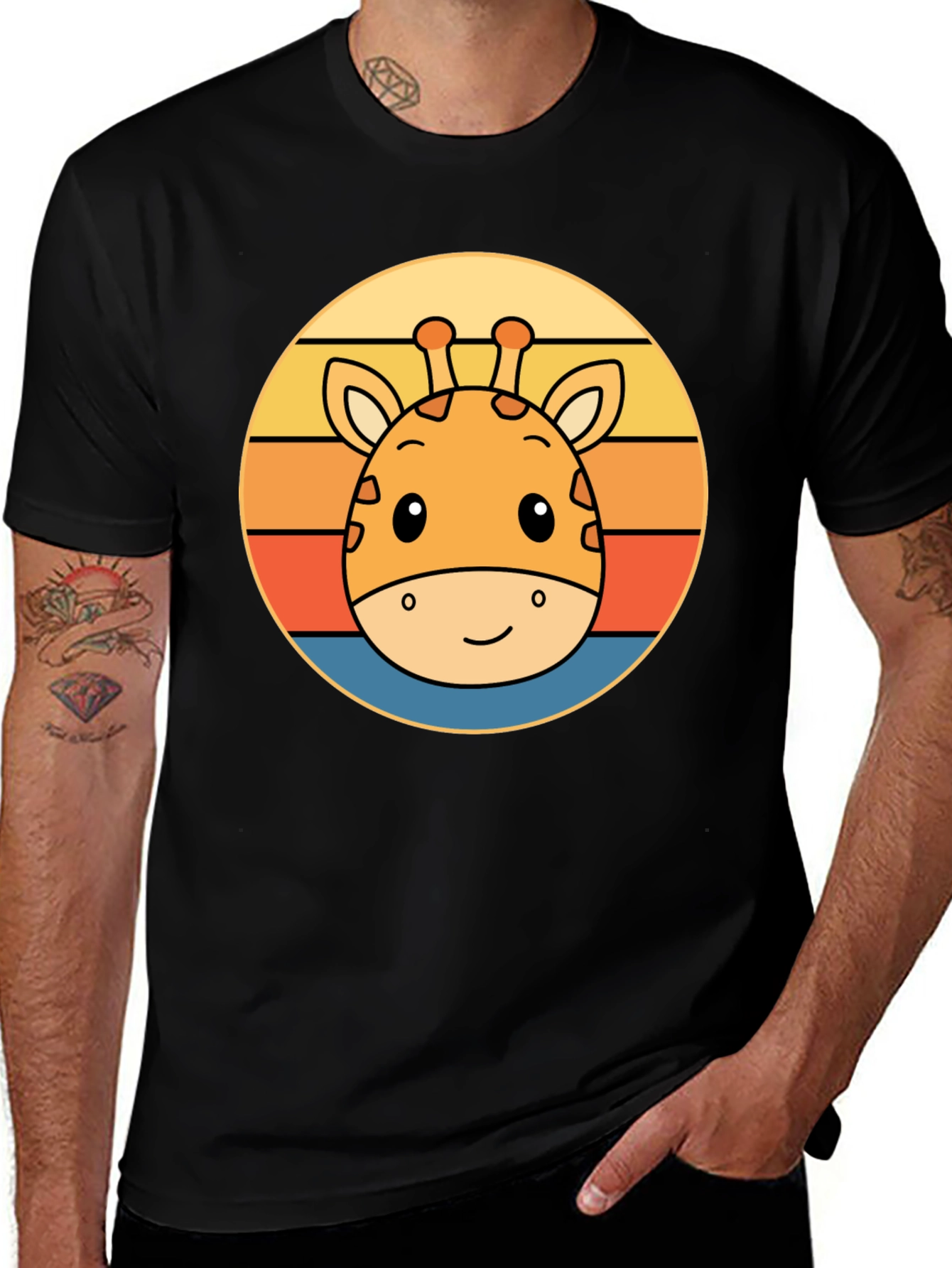 Variant 10 of Giraffe Sunset T-Shirt - Cute Animal Graphic Tee