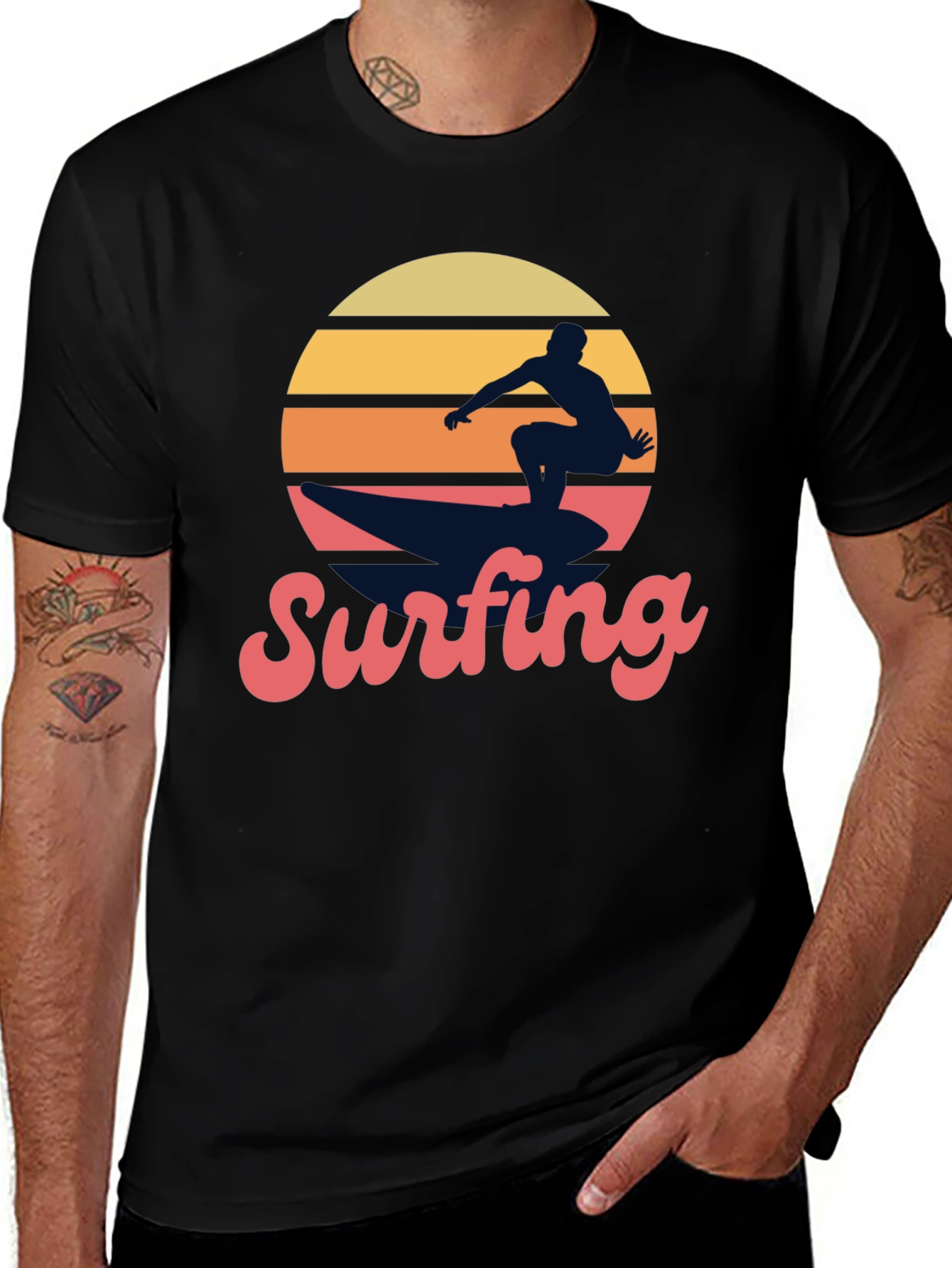 Variant 17 of Retro Surfing Graphic Tee - Vintage Sunset Design