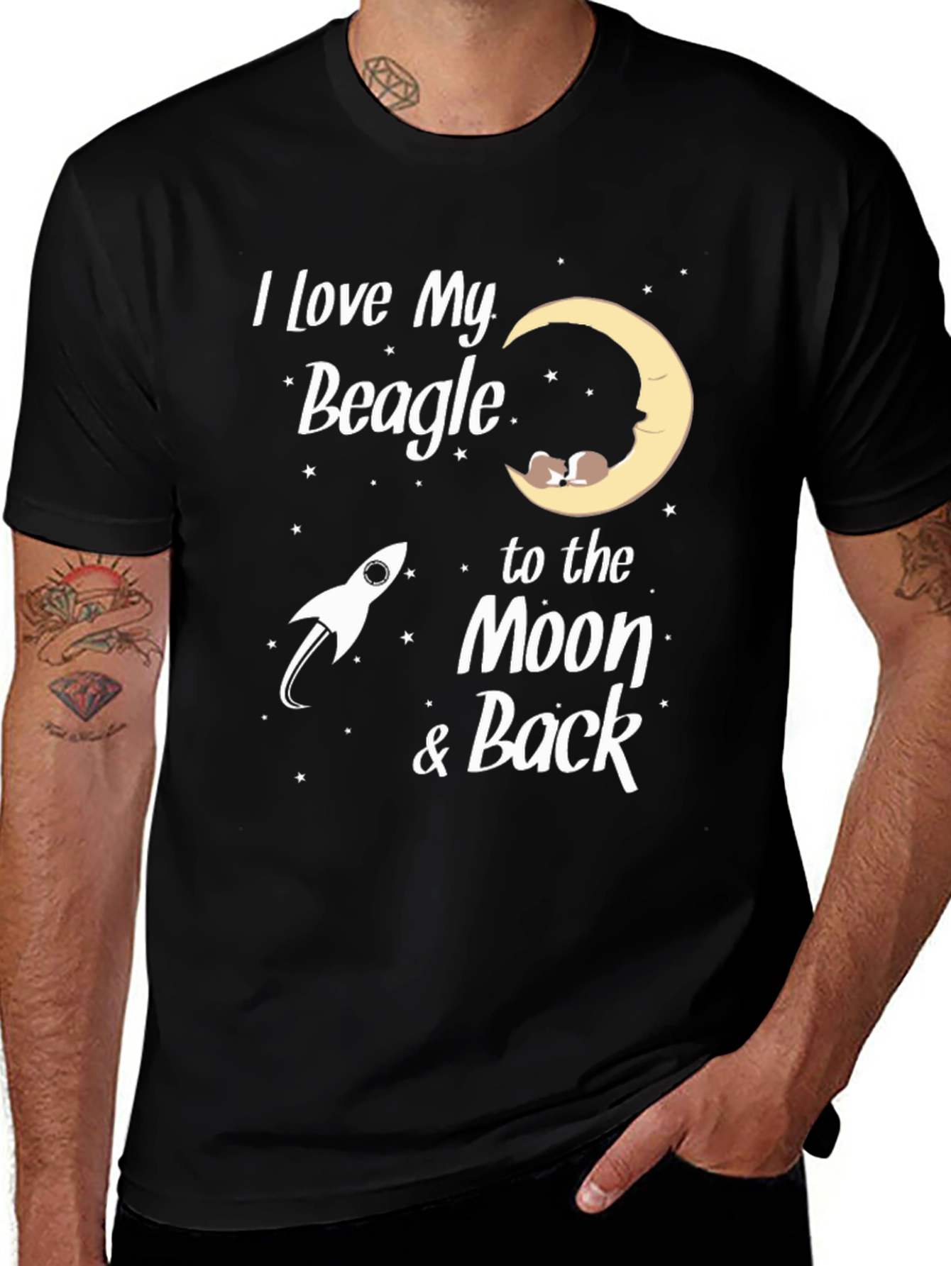 Variant 8 of I Love My Beagle Moon & Back Tee