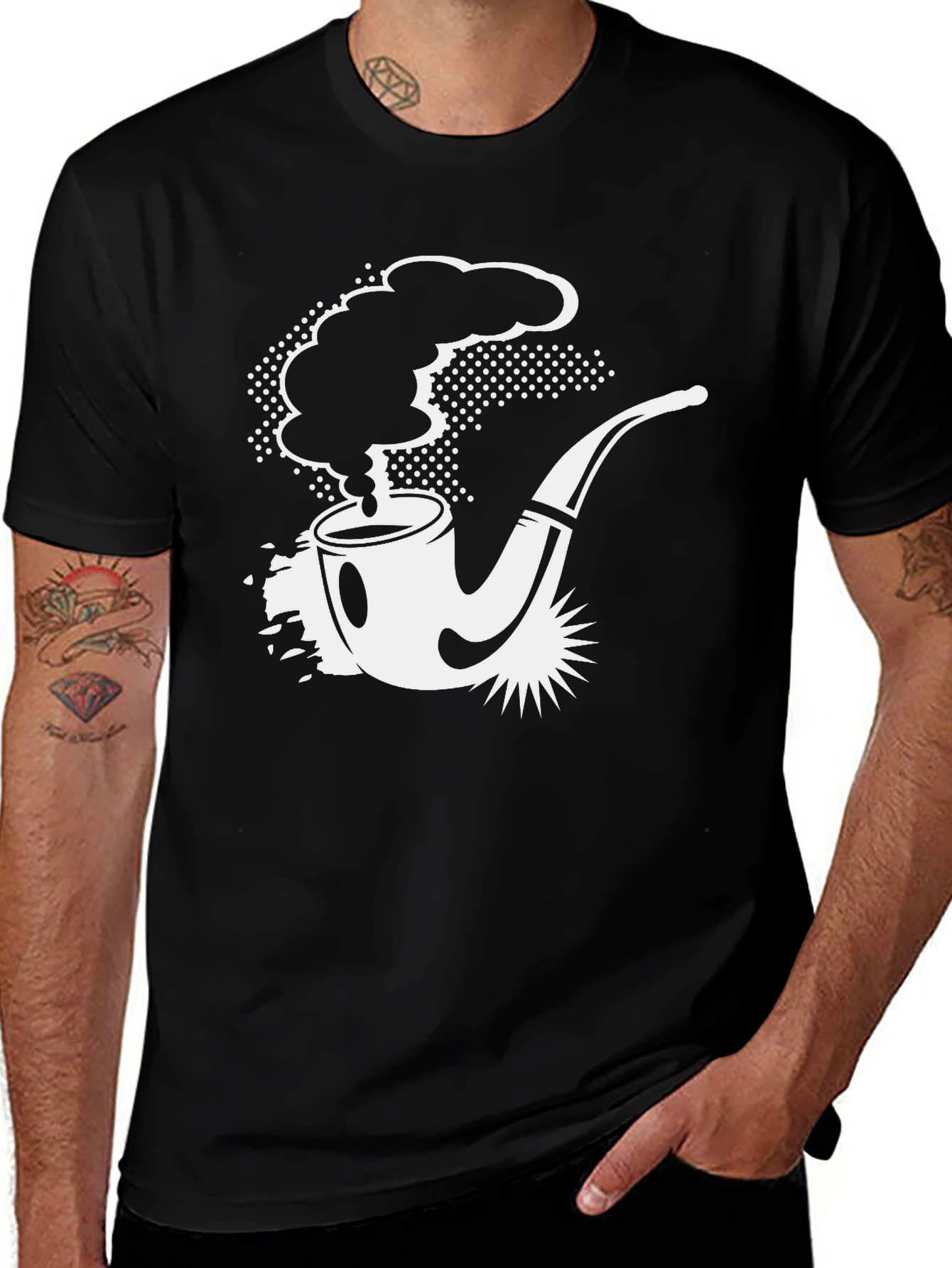 Variant 17 of Smoking Pipe Graphic Tee - Black Cotton T-Shirt