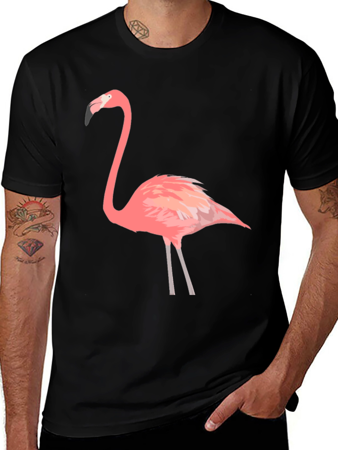 Variant 23 of Flamingo Graphic Tee - Black Cotton T-Shirt