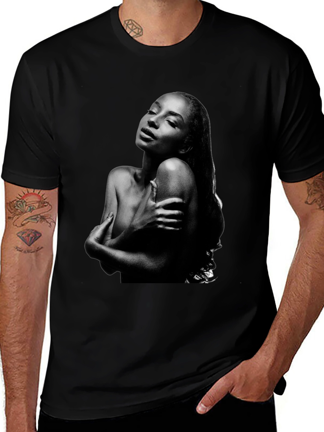Variant 25 of Monochrome Portrait Graphic Tee - Unisex Stylish Black T-Shirt