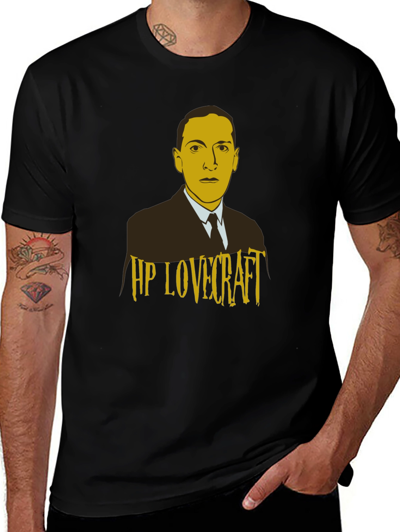 Variant 30 of HP Lovecraft Graphic Print Black T-Shirt