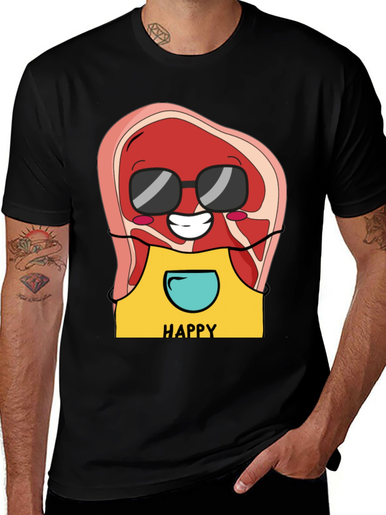 Variant 24 of Steak Happy Face Graphic T-Shirt - Funny Meat Lover Tee