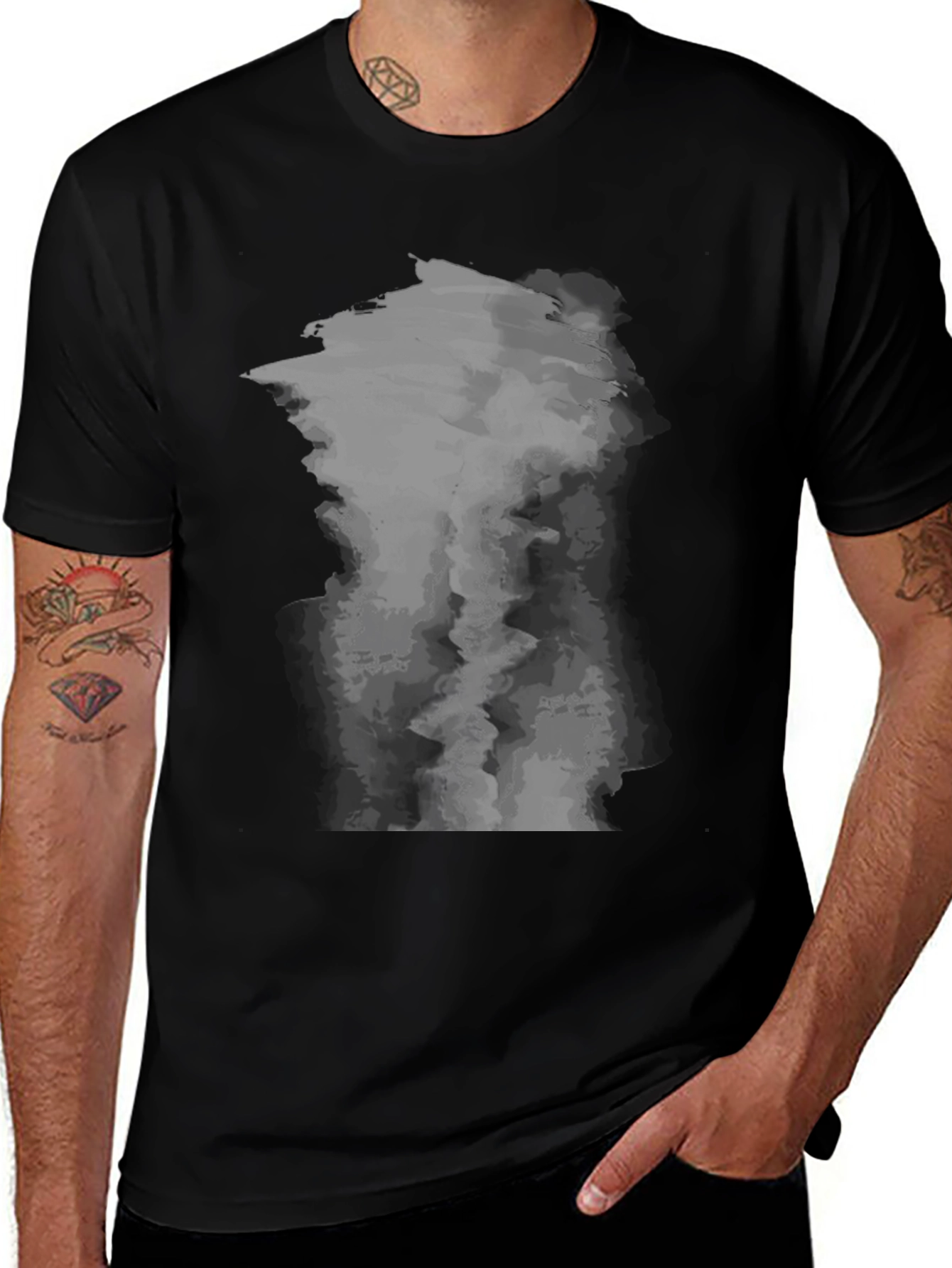 Variant 24 of Abstract Gray Graphic Print Black T-Shirt