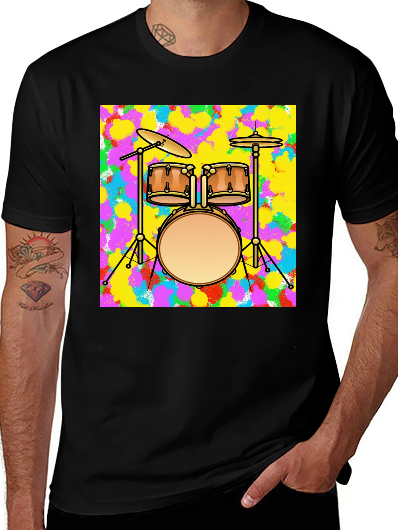 Variant 3 of Drum Set Graphic Tee - Music Lover T-Shirt