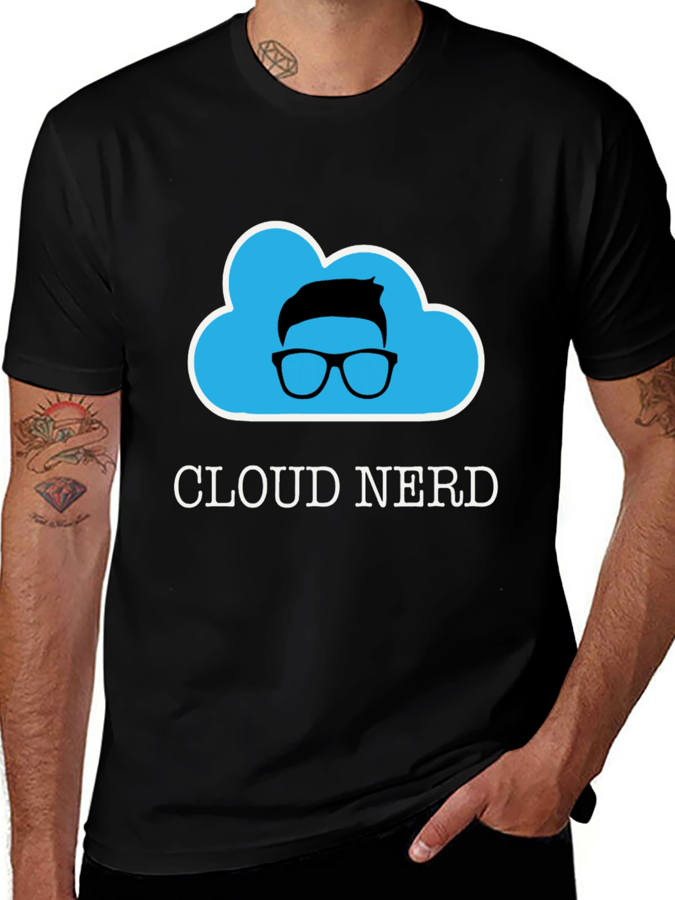 Cloud Nerd Graphic Tee - Black Cotton T-Shirt