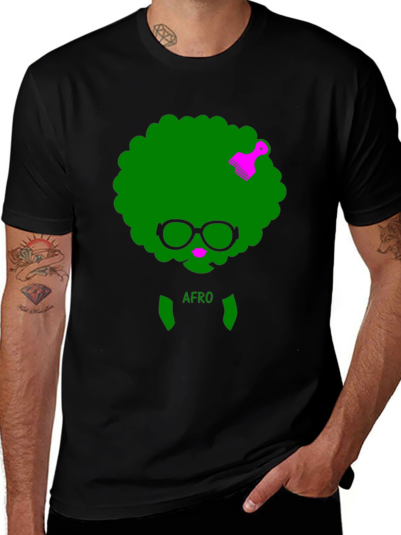 Variant 19 of Funky Afro T-Shirt - Black